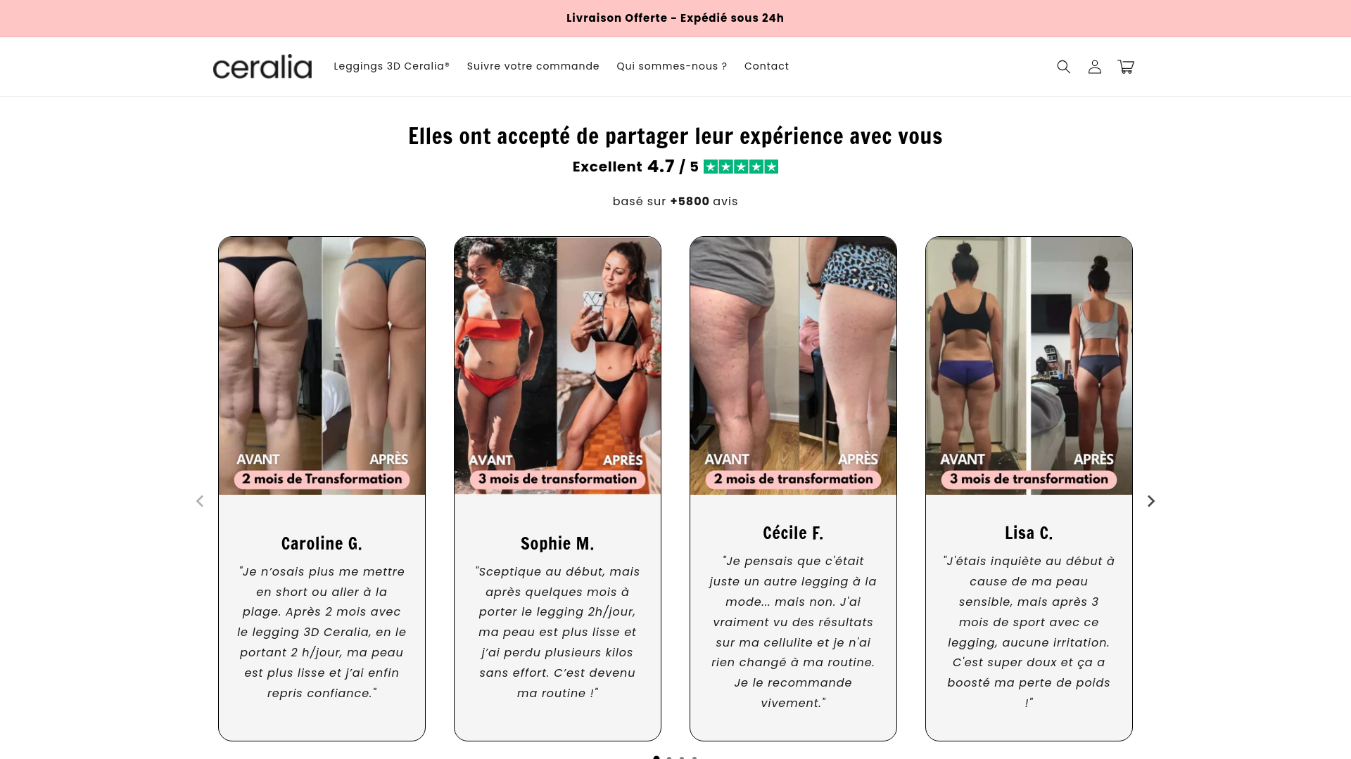 website screenshot of https://tryceralia.com/