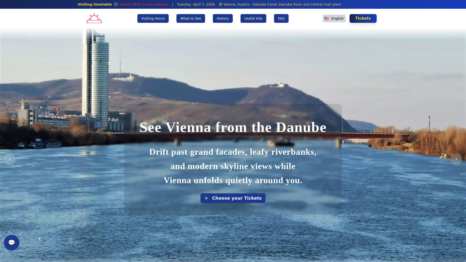 website screenshot of https://danubecruises.at