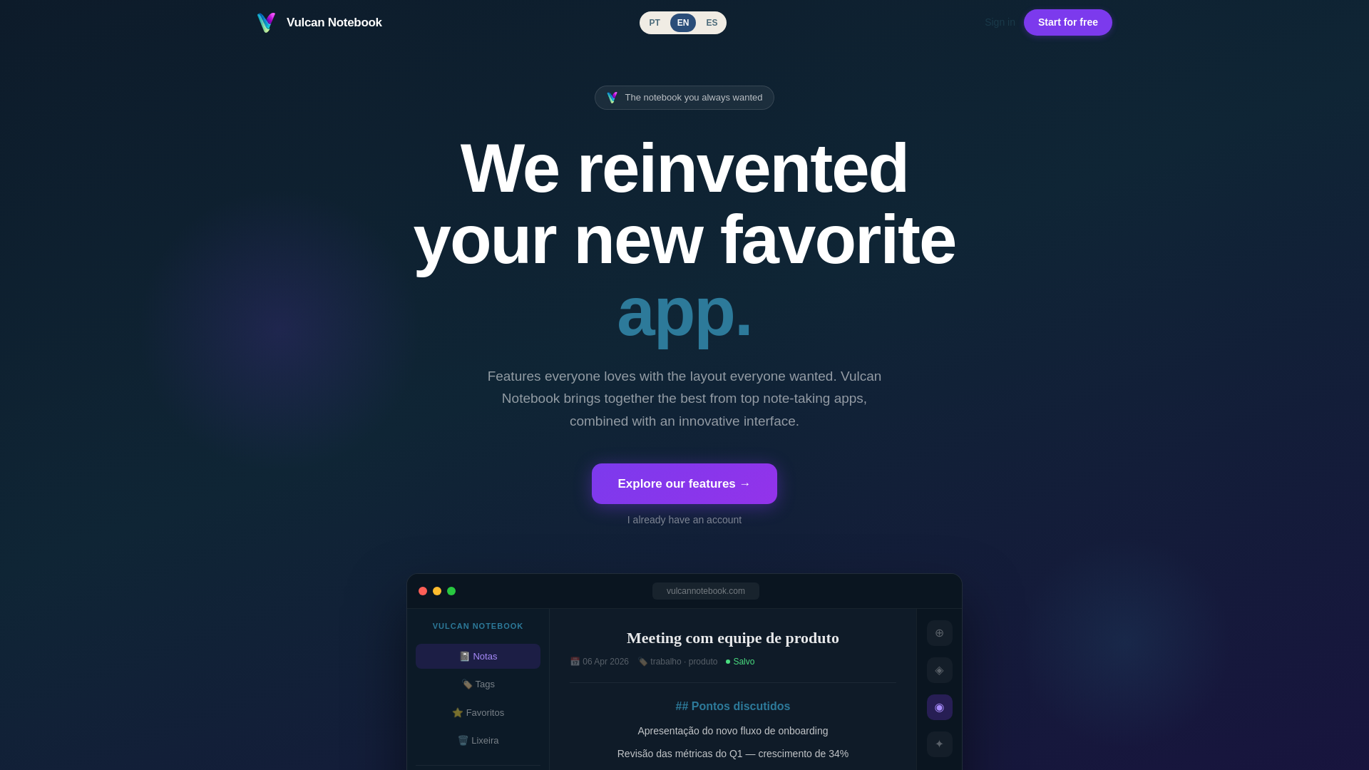 website screenshot of https://vulcannotebook.com/