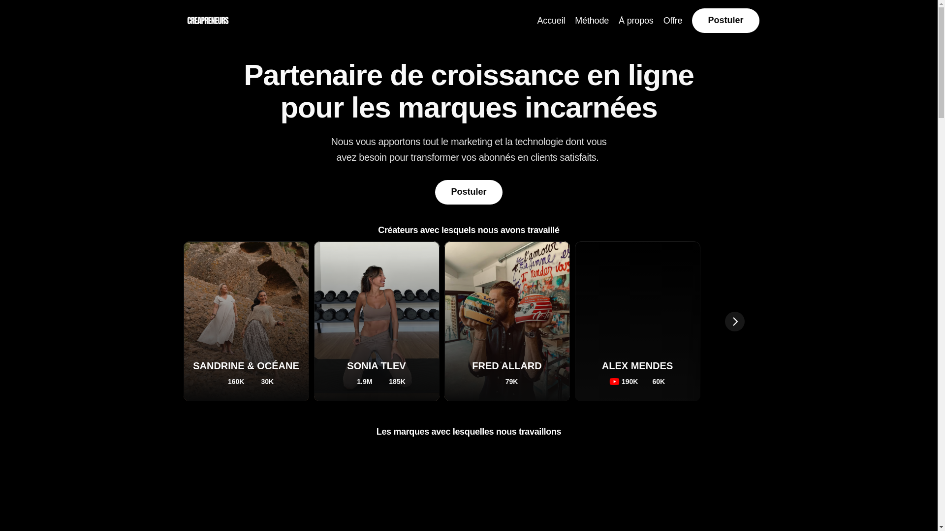 website screenshot of https://creapreneurs.io/