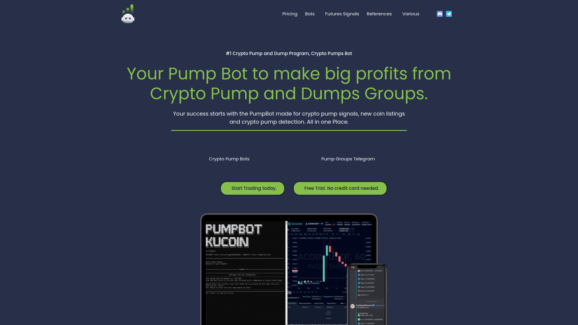 website screenshot of https://pump-bot.com/
