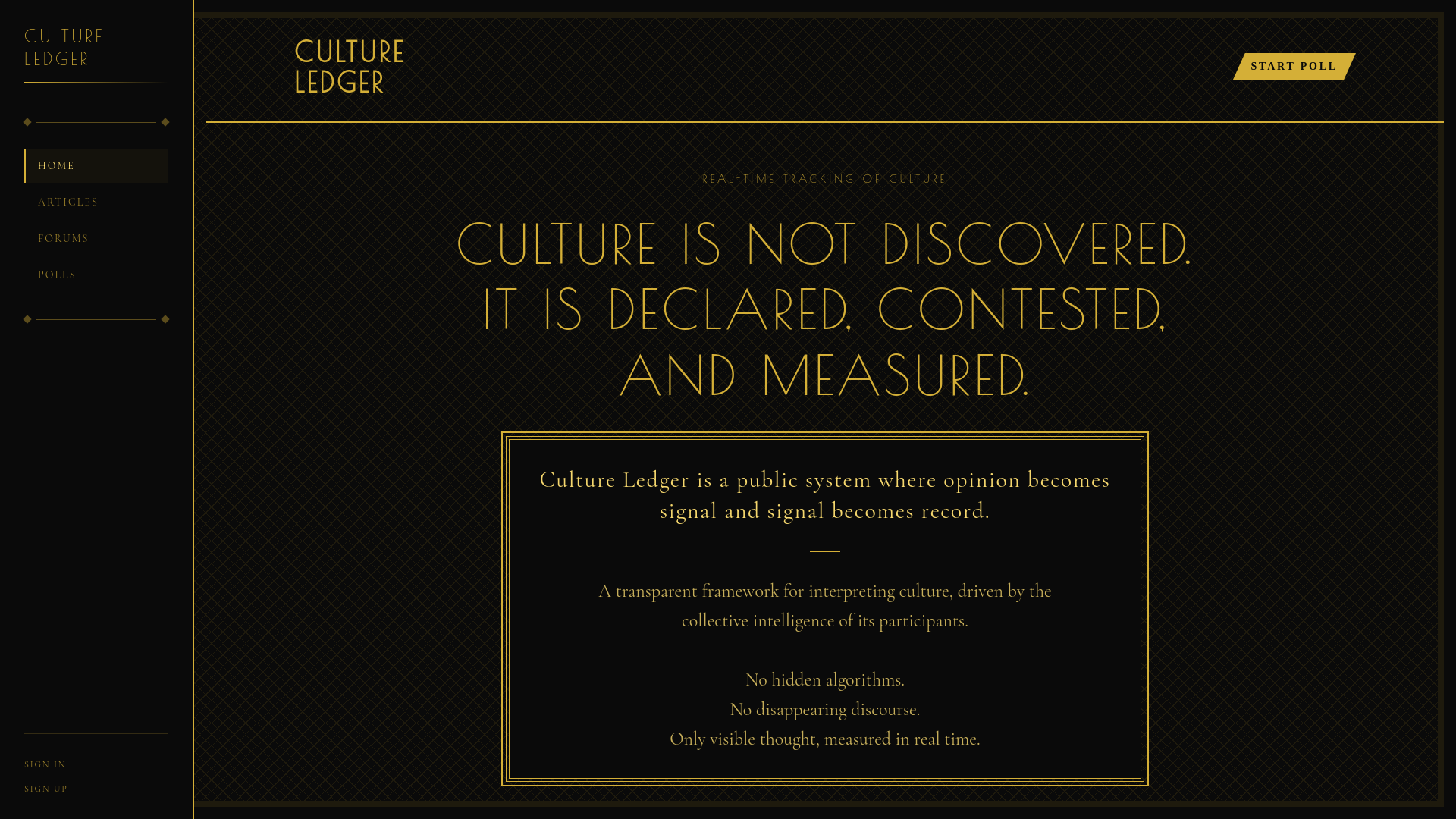 website screenshot of https://cultureledger.live/