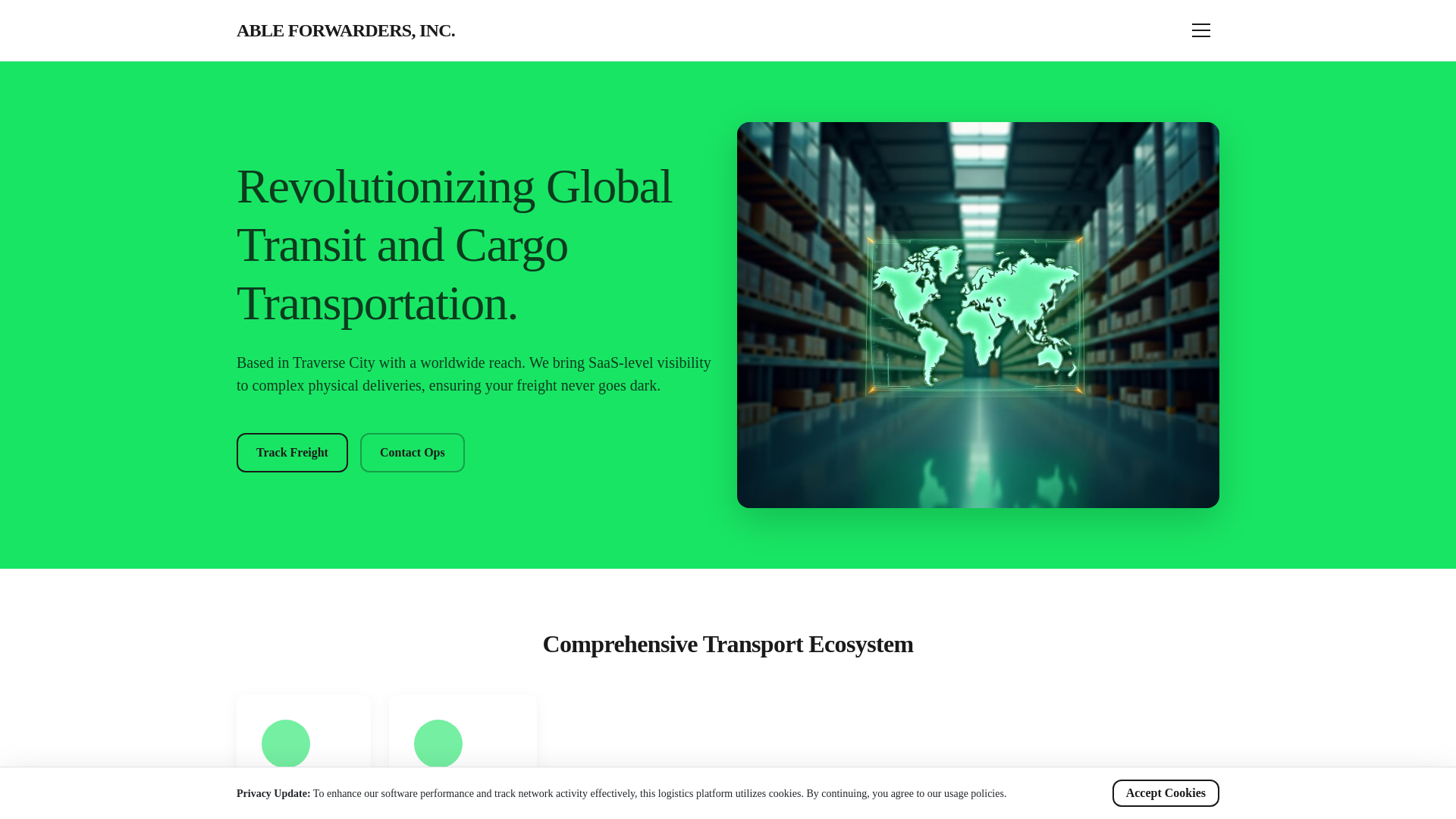 website screenshot of https://ableforwarders.com/