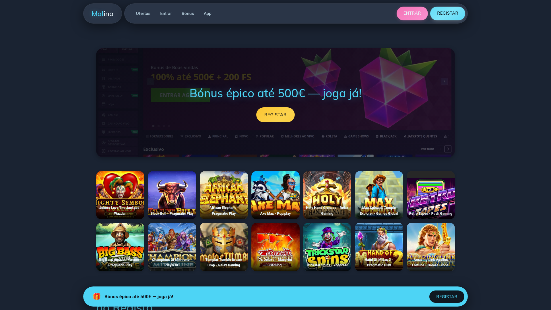 website screenshot of https://malina-official-pt.com/