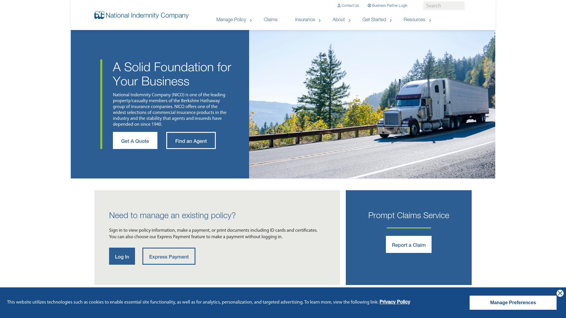 website screenshot of https://www.nationalindemnity.com/
