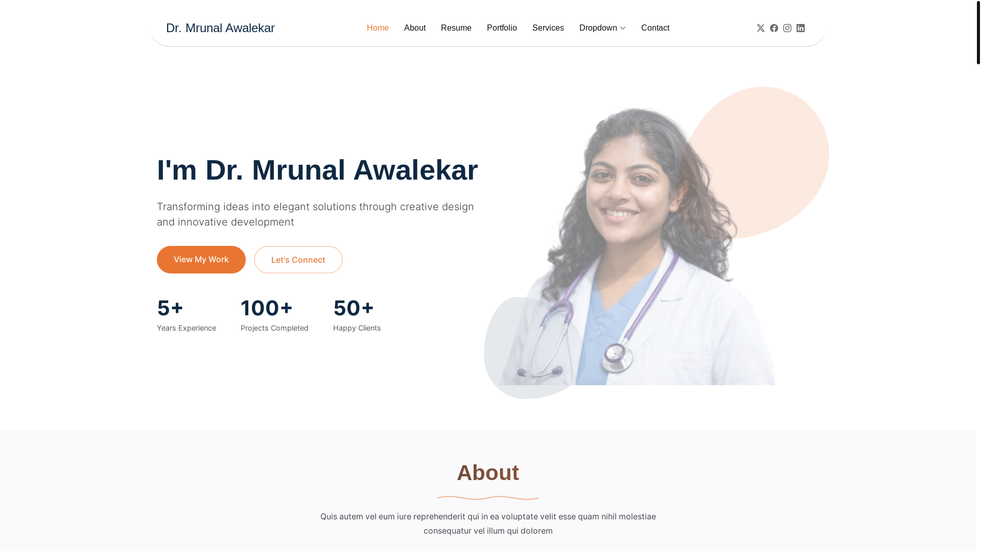 website screenshot of https://mrunalawalekar.com/