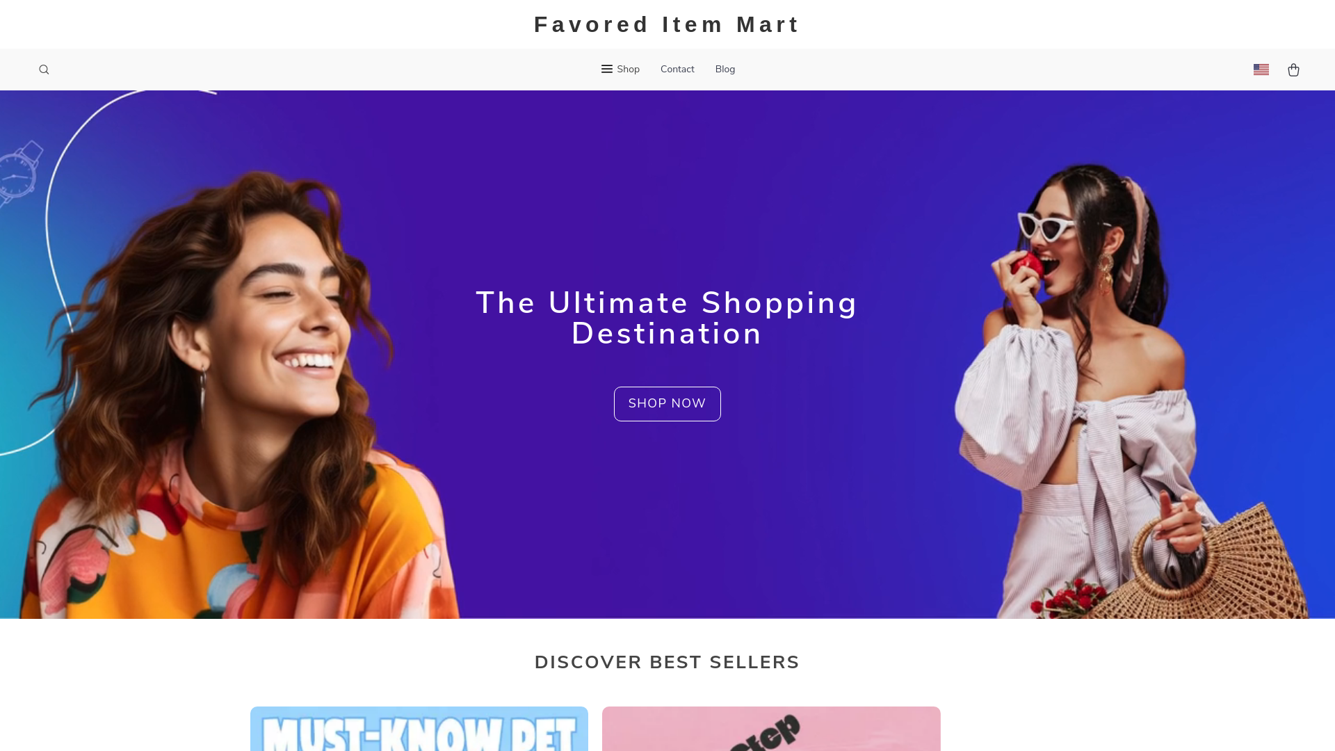 website screenshot of https://favoreditemmart.shop