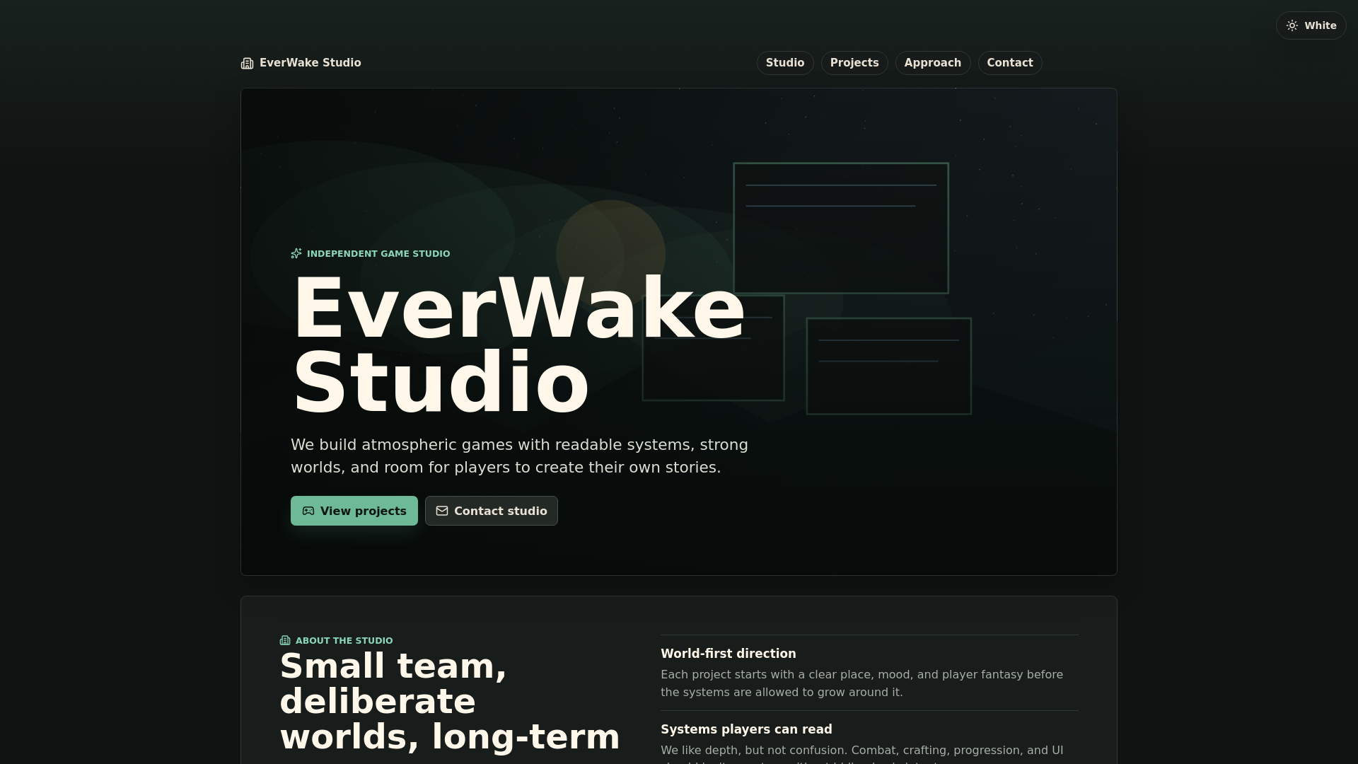 website screenshot of https://everwakestudio.com/