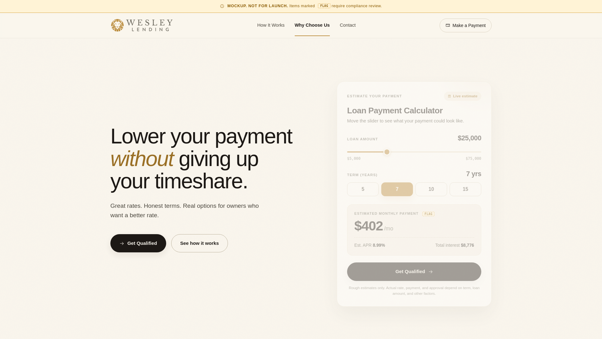 website screenshot of https://wesley-lending-mockup-12mrg.kinsta.page