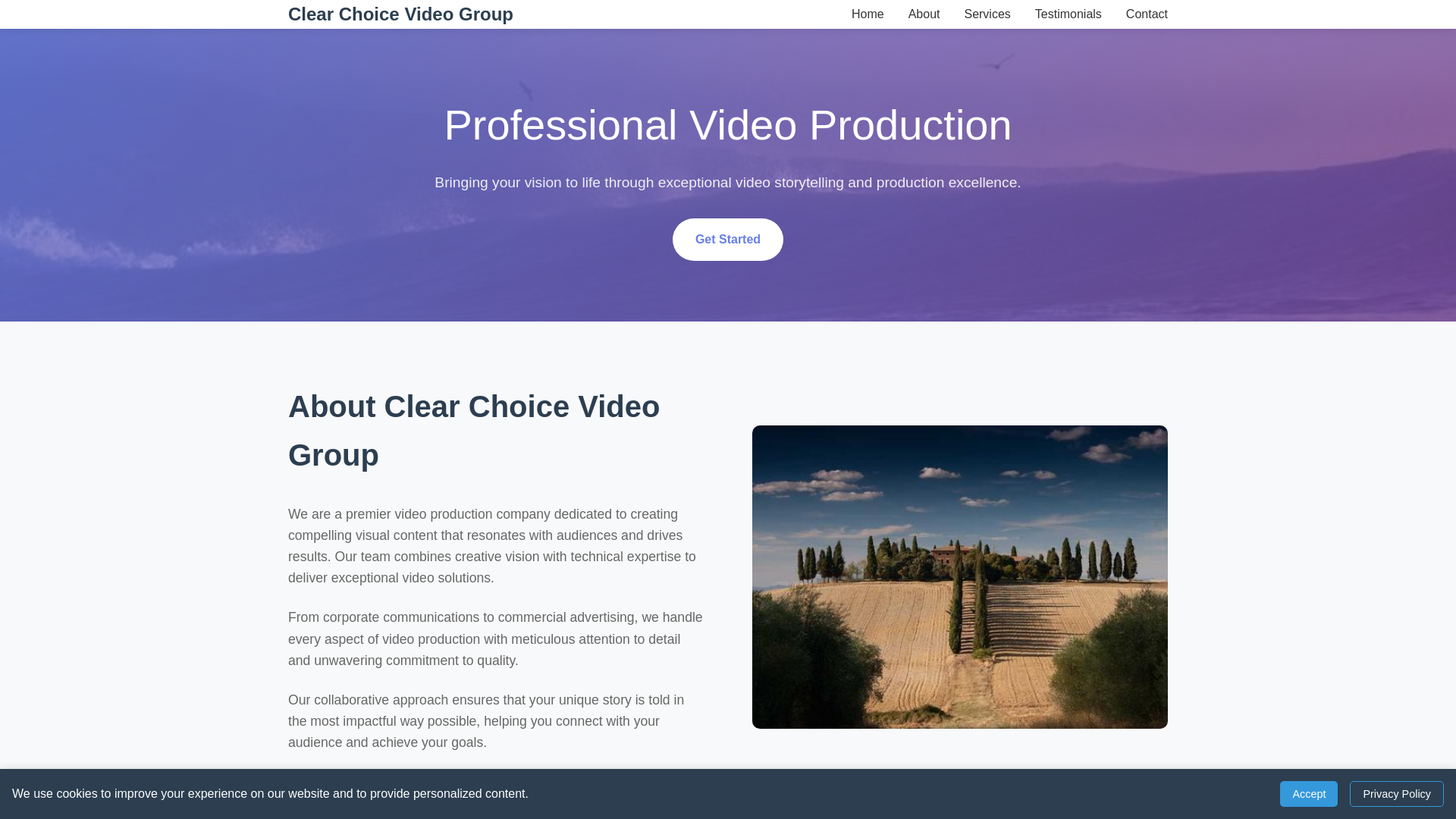 website screenshot of https://clearchoicevideogroup.digital/