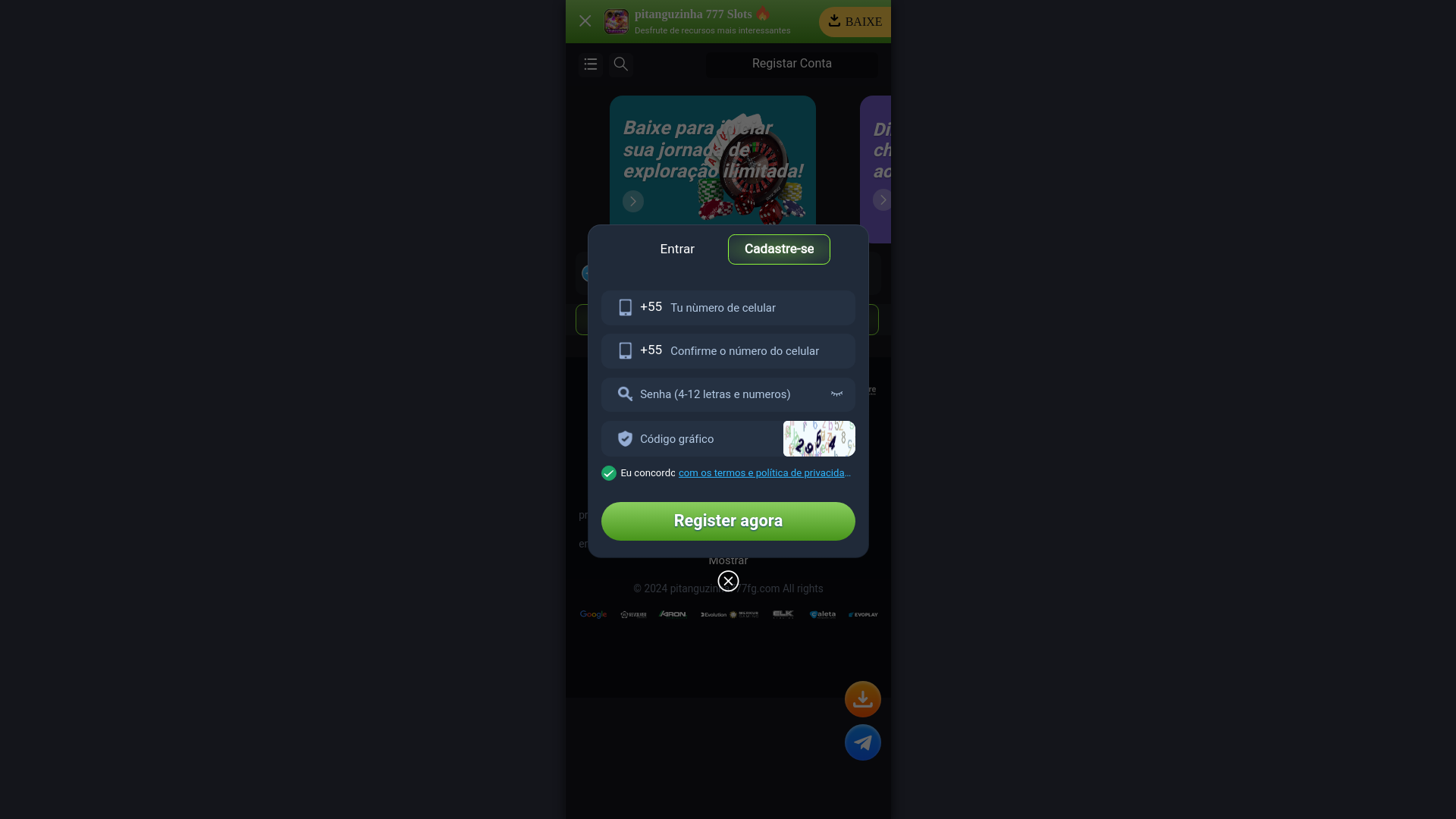 website screenshot of https://pitanguzinha777fg.com/