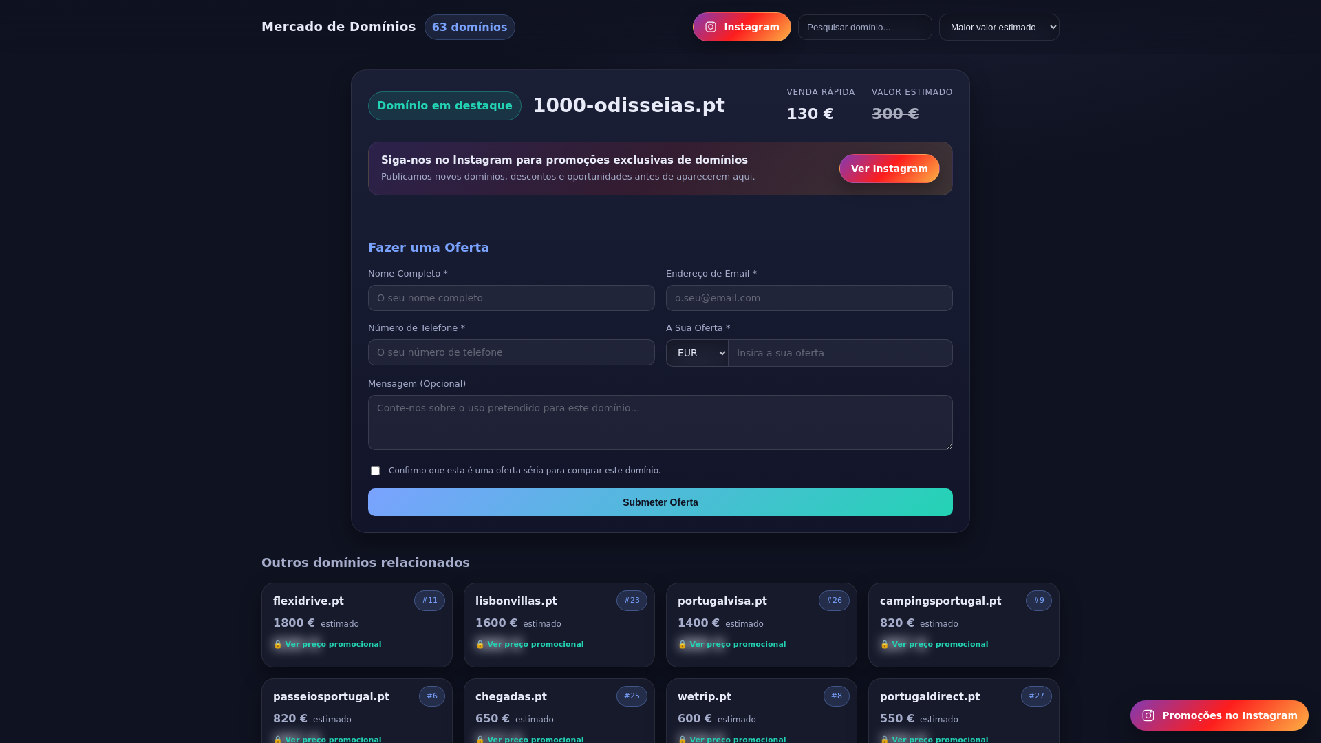 website screenshot of https://1000-odisseias.pt/