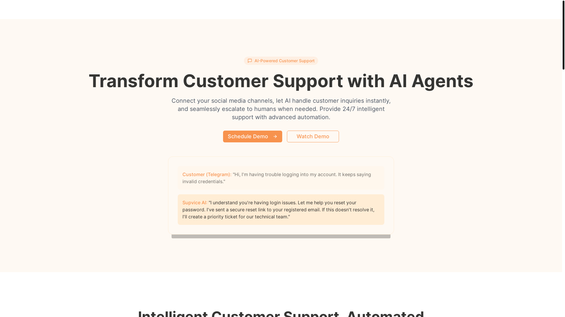 website screenshot of https://supvice.ai/