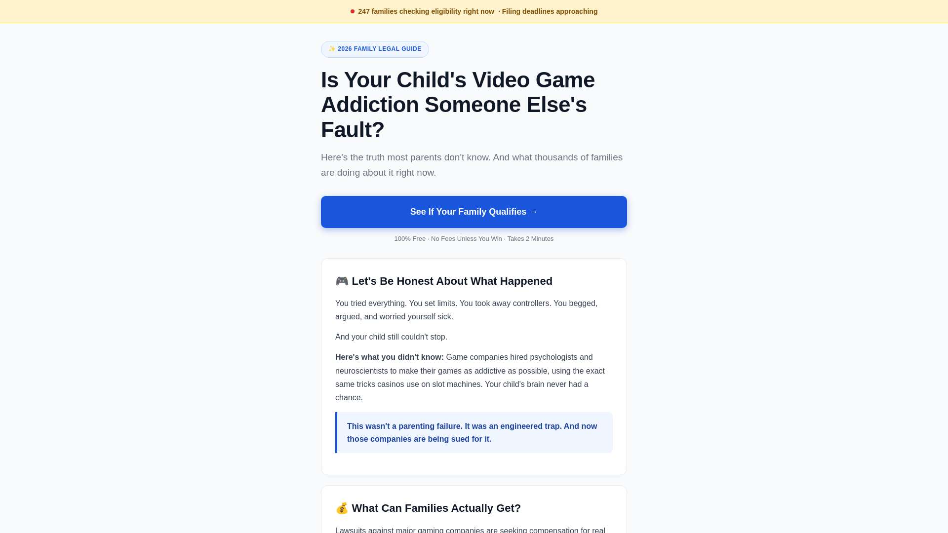 website screenshot of https://videogameclaims.net/