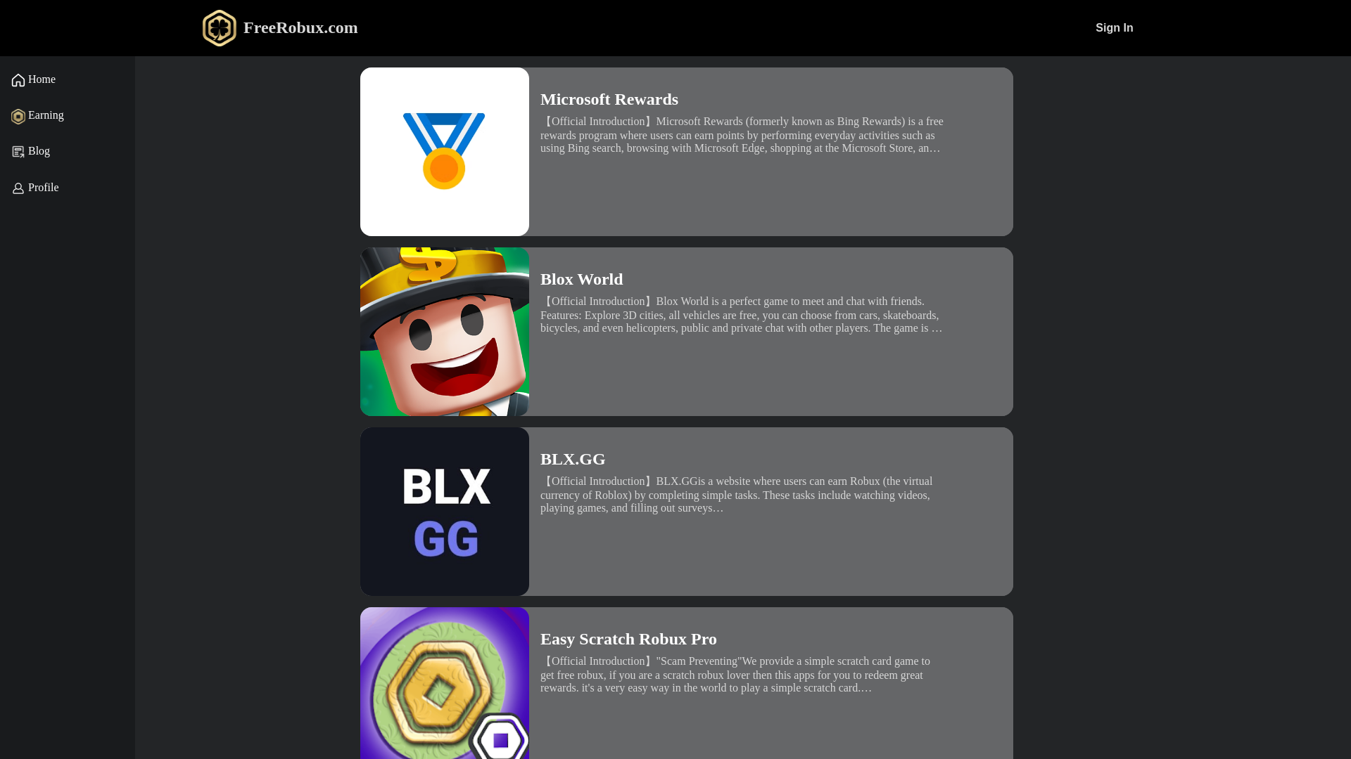 website screenshot of https://freerobux.com/