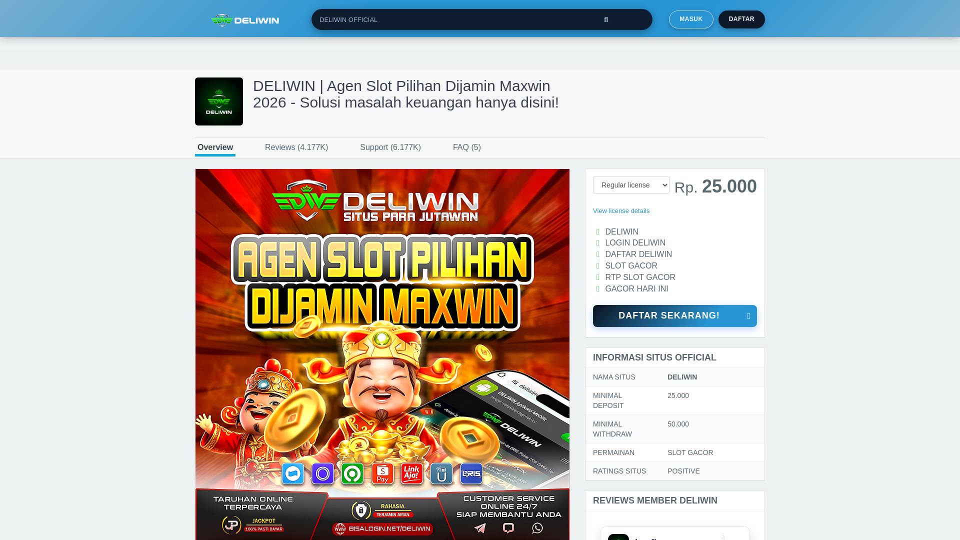 website screenshot of https://deliwin-agenslot-pilihan.pages.dev/