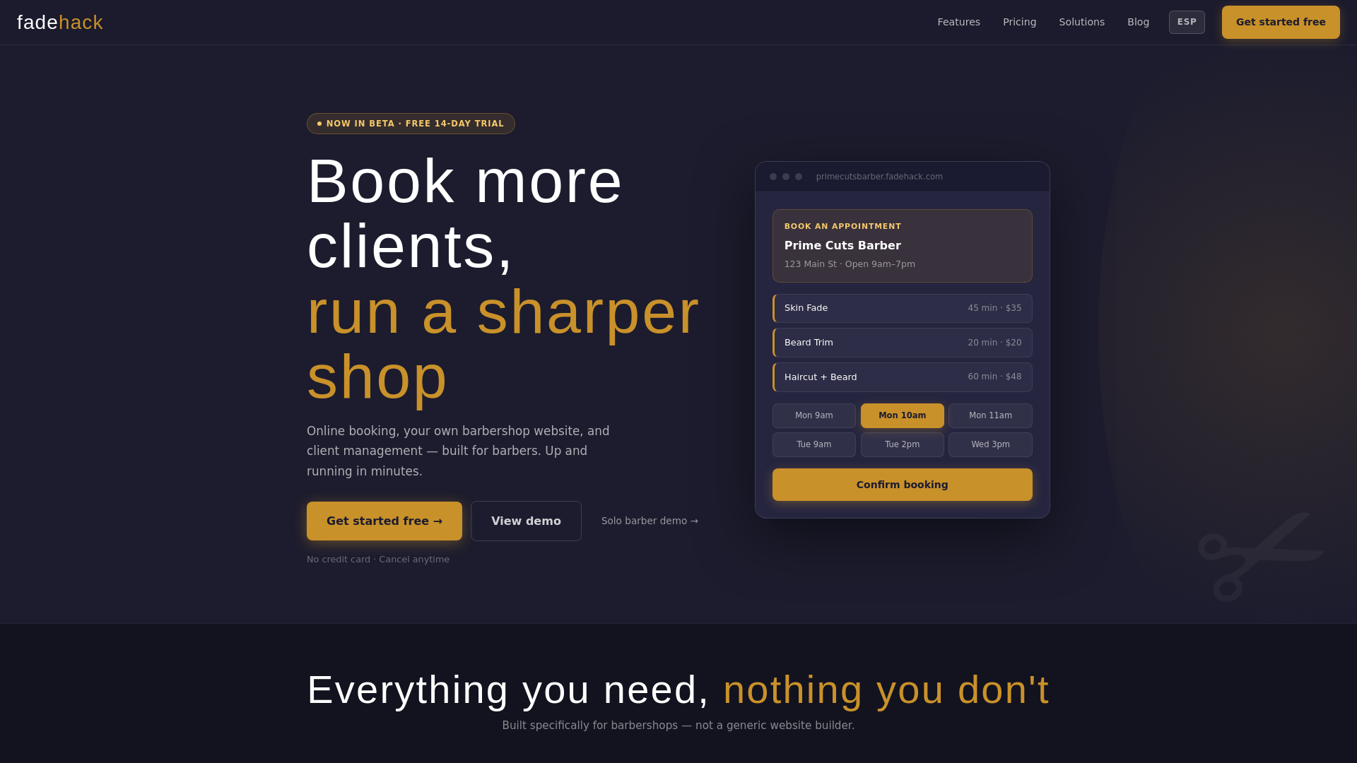 website screenshot of https://fadehack.com/