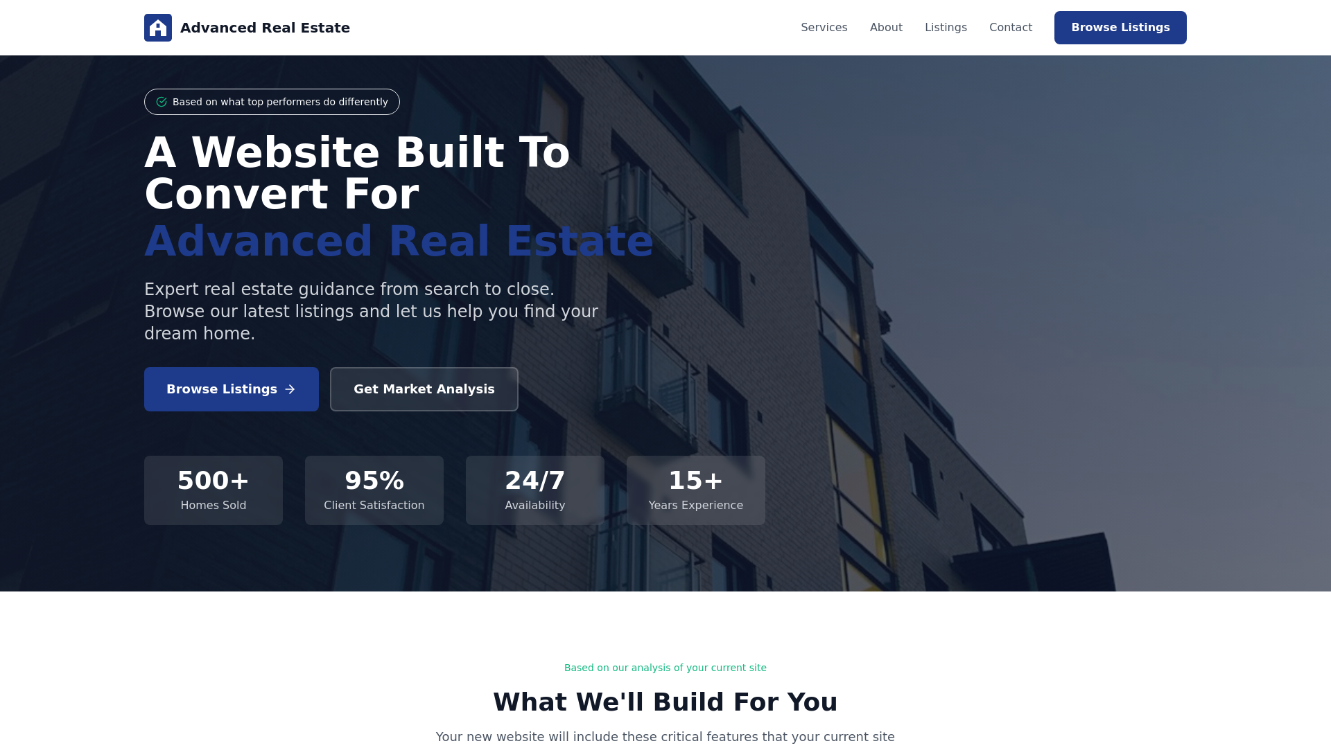 website screenshot of https://advanced-real-estate-demo.pages.dev/