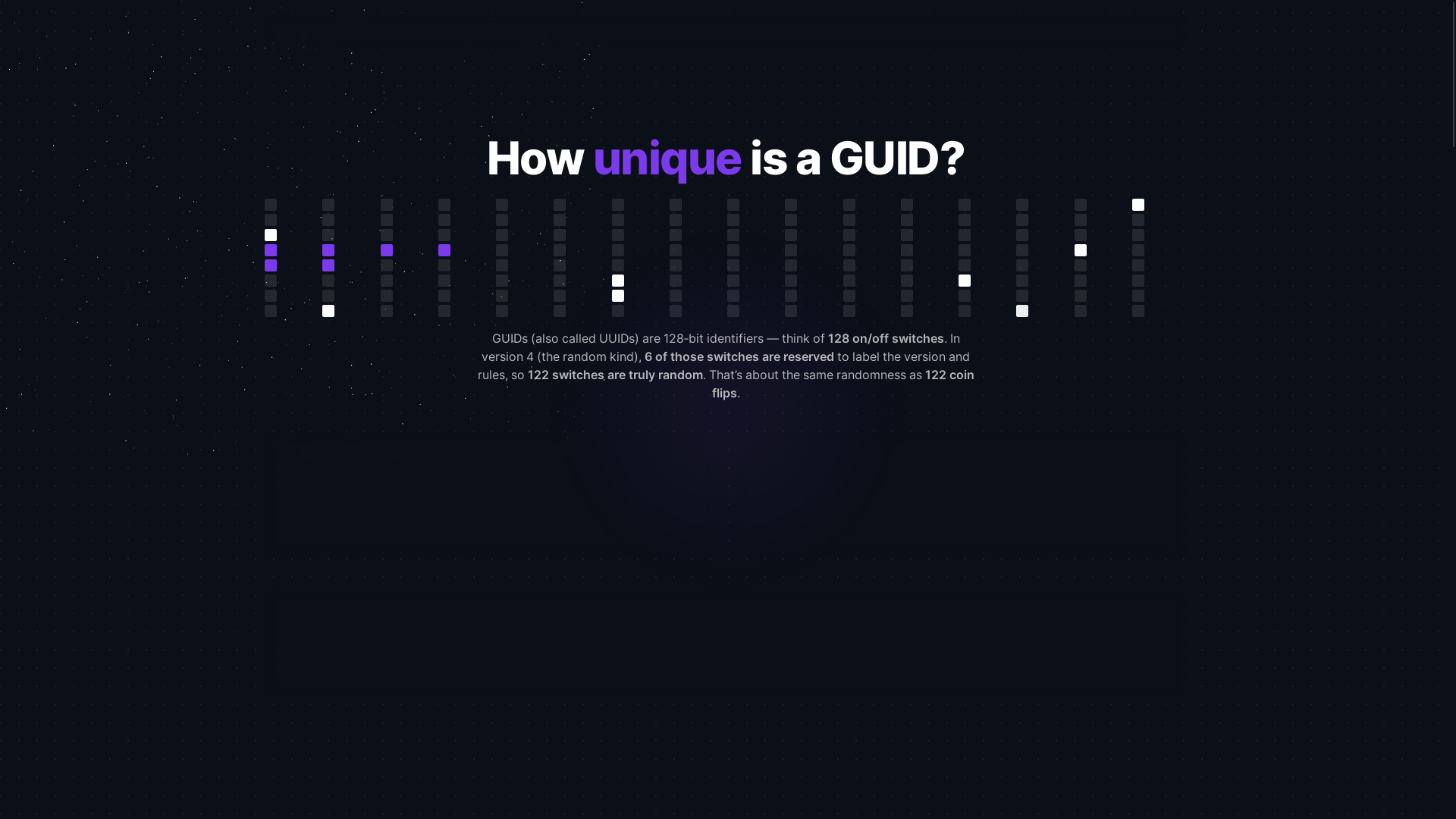 website screenshot of https://howuniqueisaguid.pages.dev/