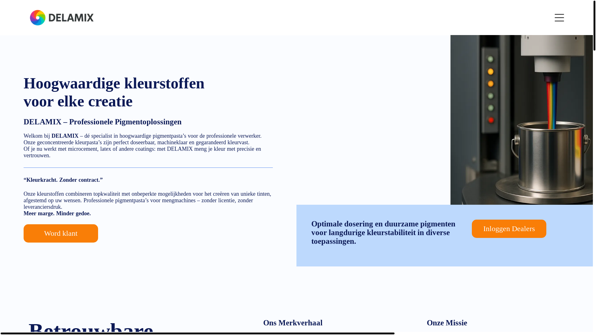 website screenshot of https://delamix.nl/