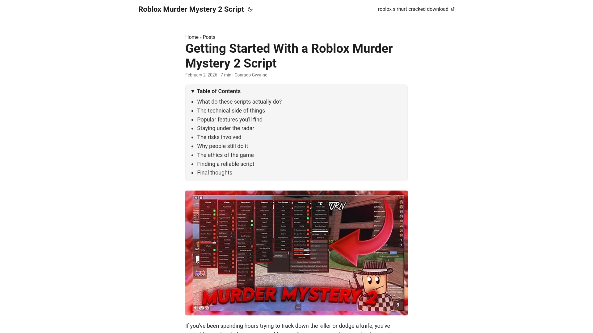website screenshot of https://roblox-murder-mystery-2-script.pages.dev/