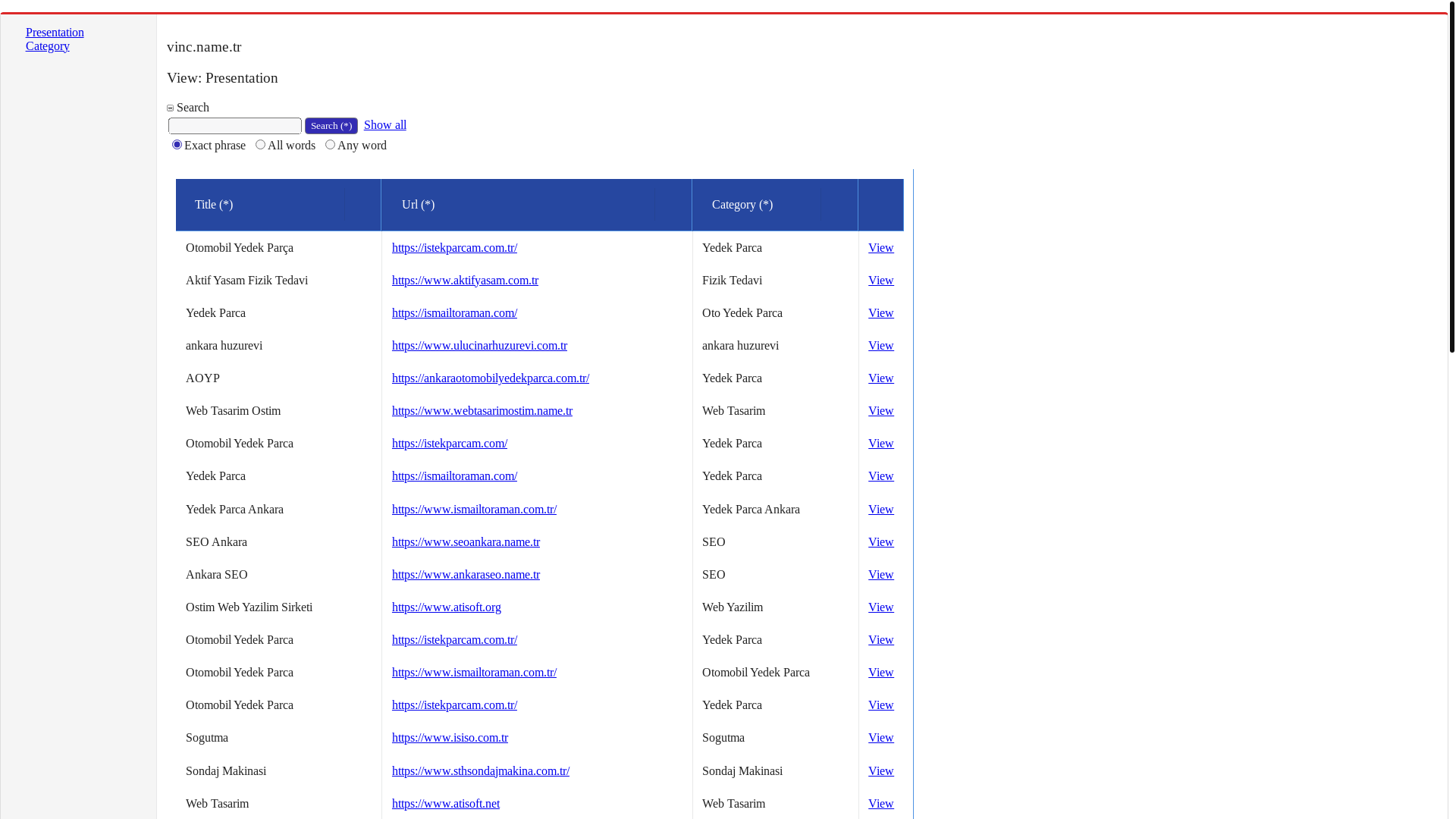 website screenshot of https://vinc.name.tr/