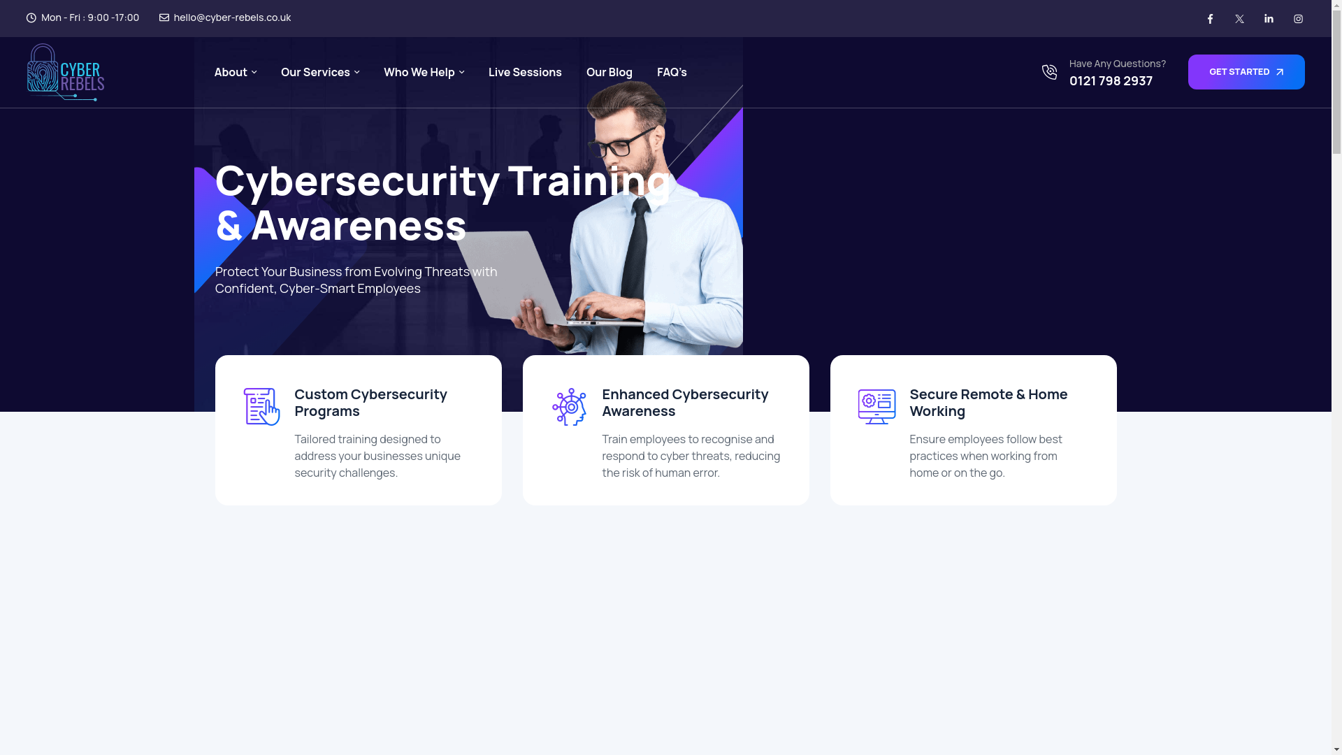 website screenshot of https://cyber-rebels.uk/