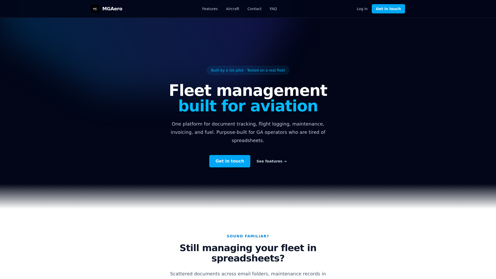 website screenshot of https://mgaero-site.pages.dev/