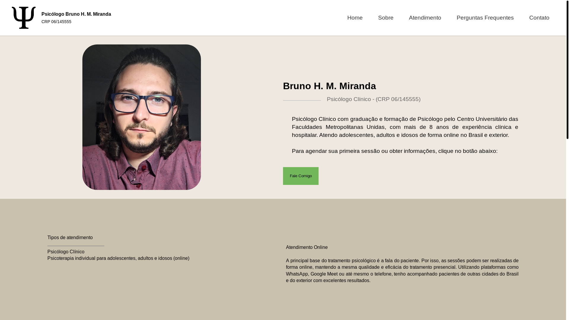website screenshot of https://psibrunomiranda.com.br/