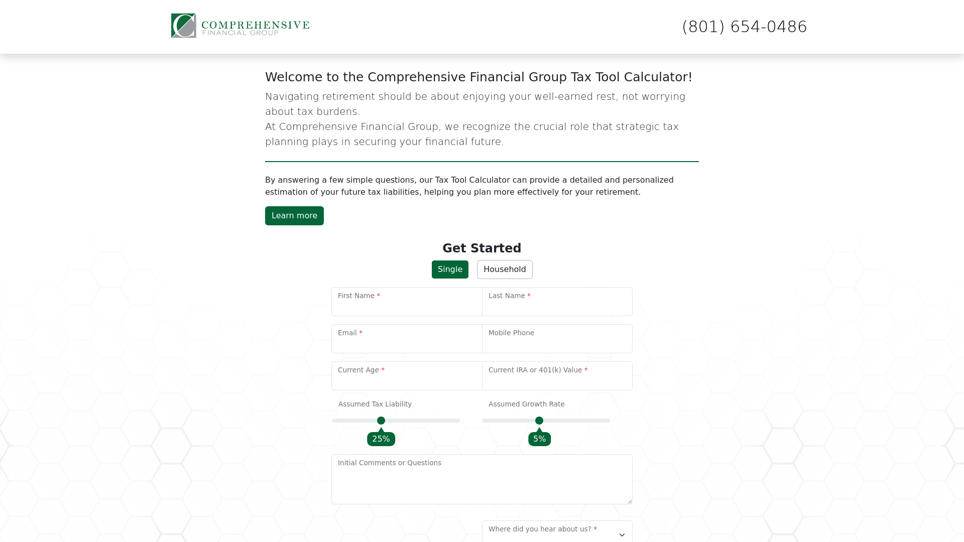 website screenshot of https://cfgtaxtest.com/