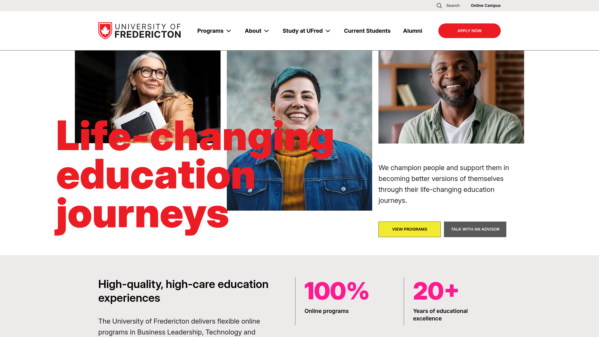 website screenshot of https://ufred.ca/