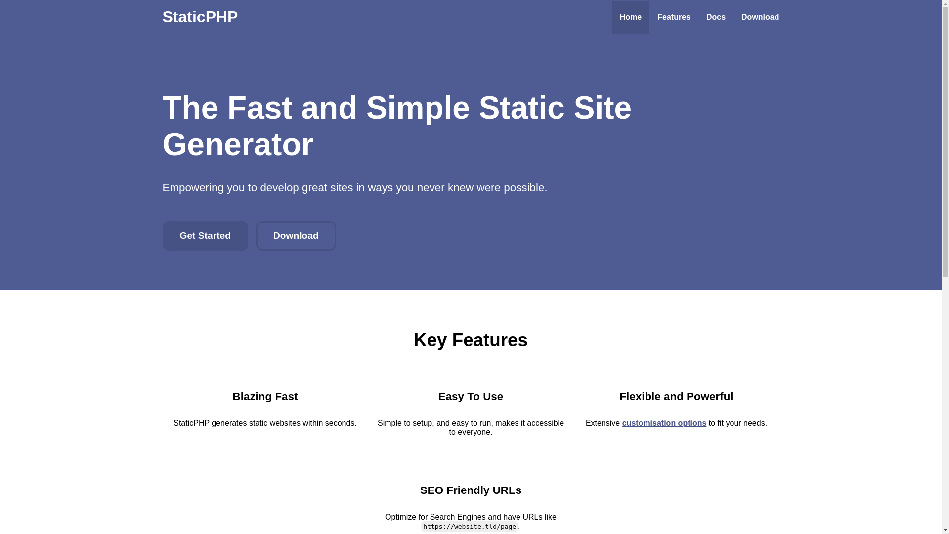 website screenshot of https://staticphp.pages.dev/