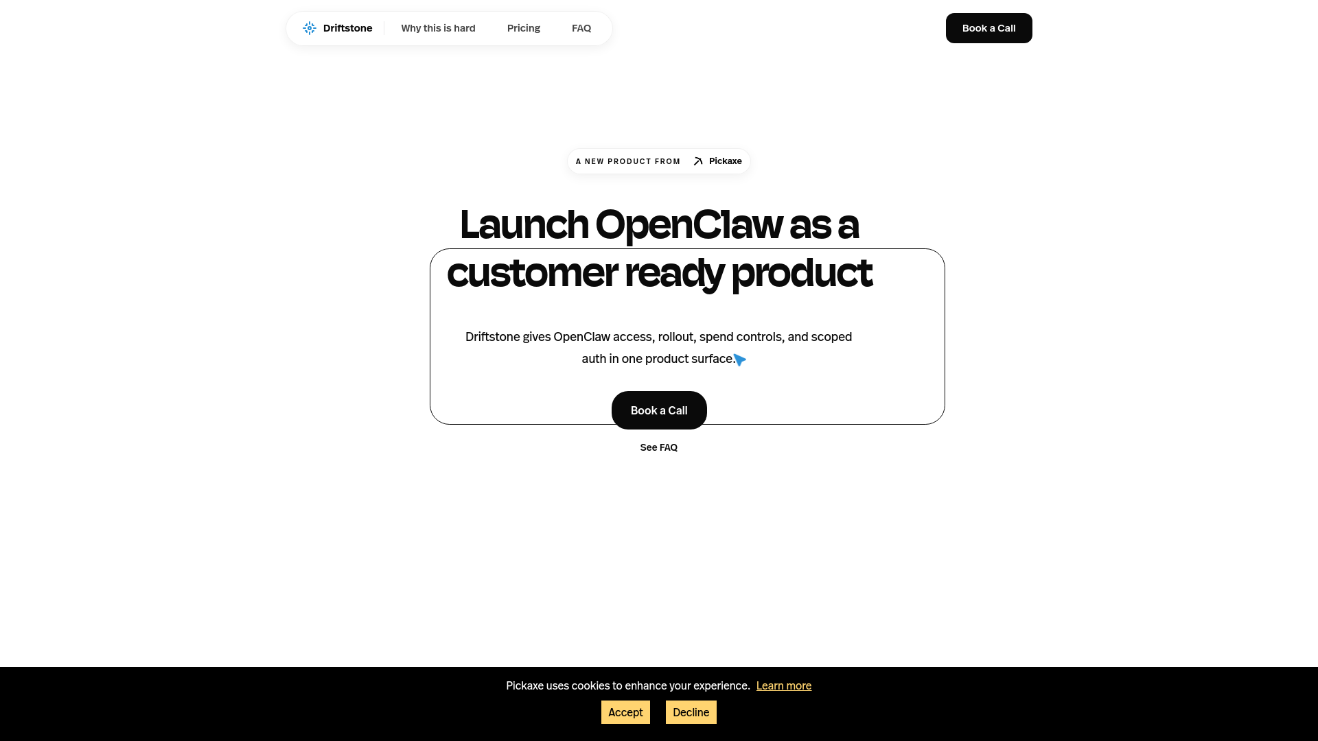 website screenshot of https://driftstone.ai
