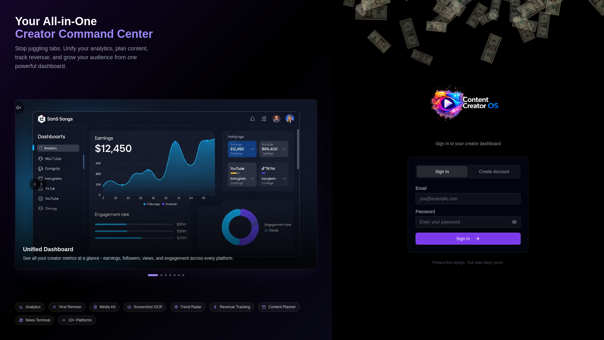 website screenshot of https://contentcreatorsos.com/