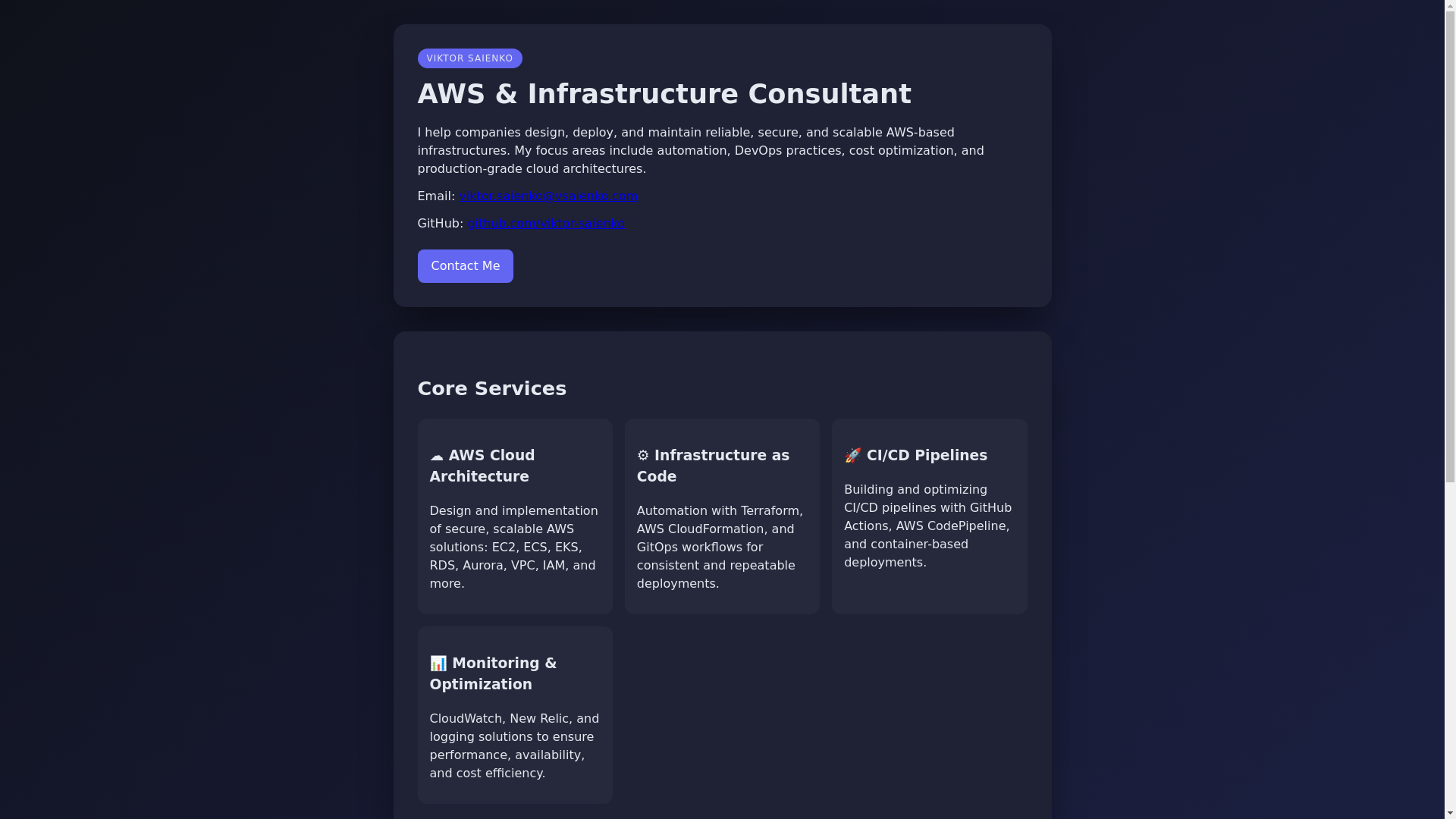 website screenshot of https://vsaienko.com/