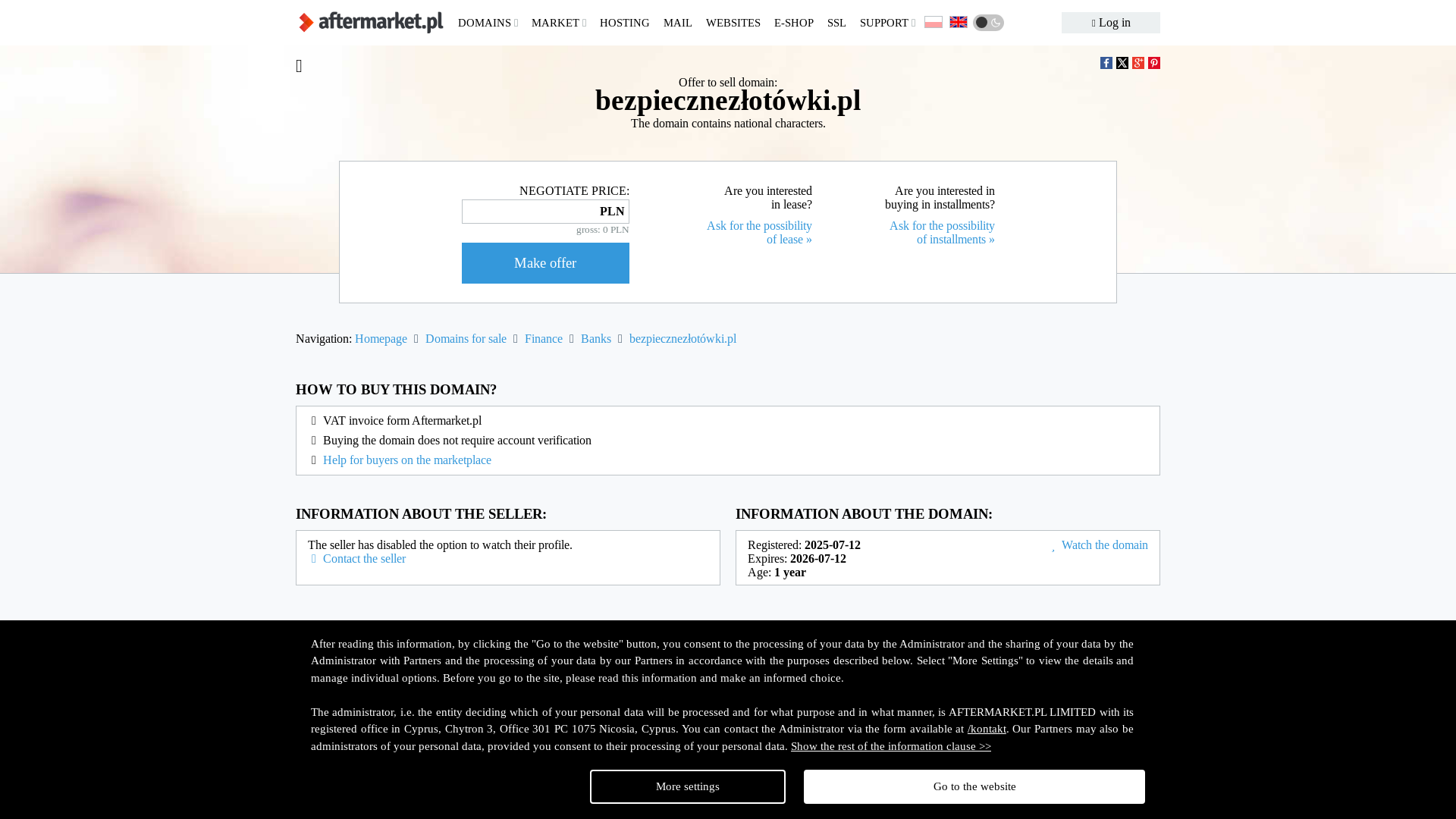 website screenshot of https://xn--bezpiecznezotwki-ivb33l.pl/