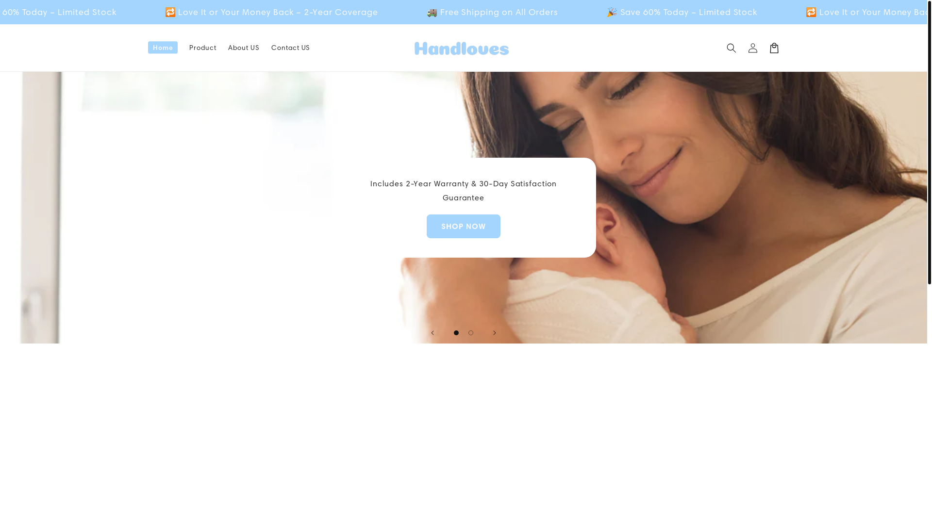 website screenshot of https://handloves.shop/