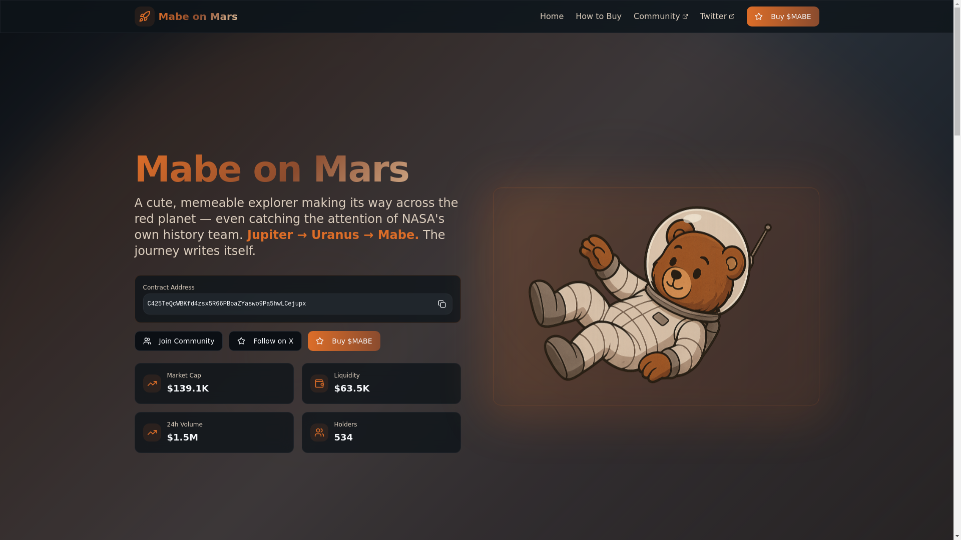 website screenshot of https://mabeonmars.space/
