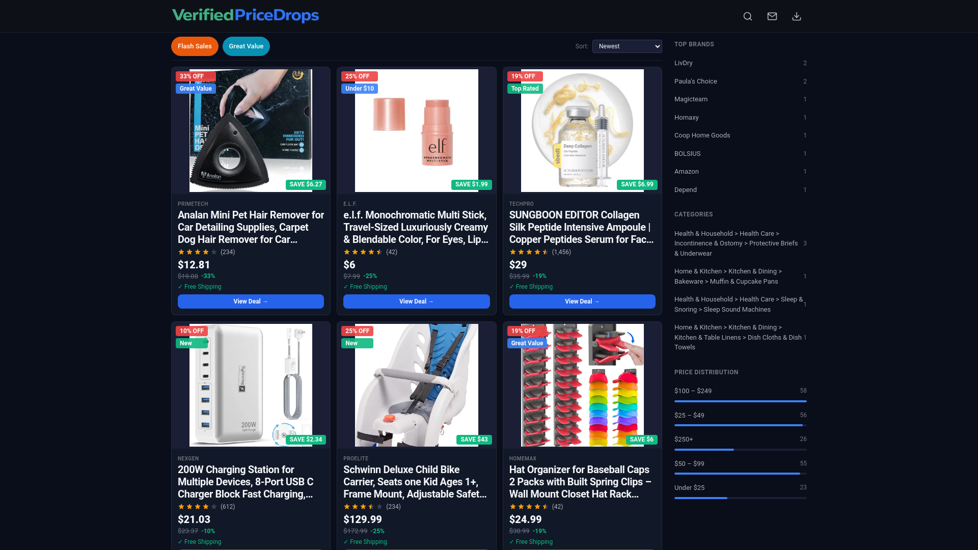 website screenshot of https://verifiedpricedrops.com/