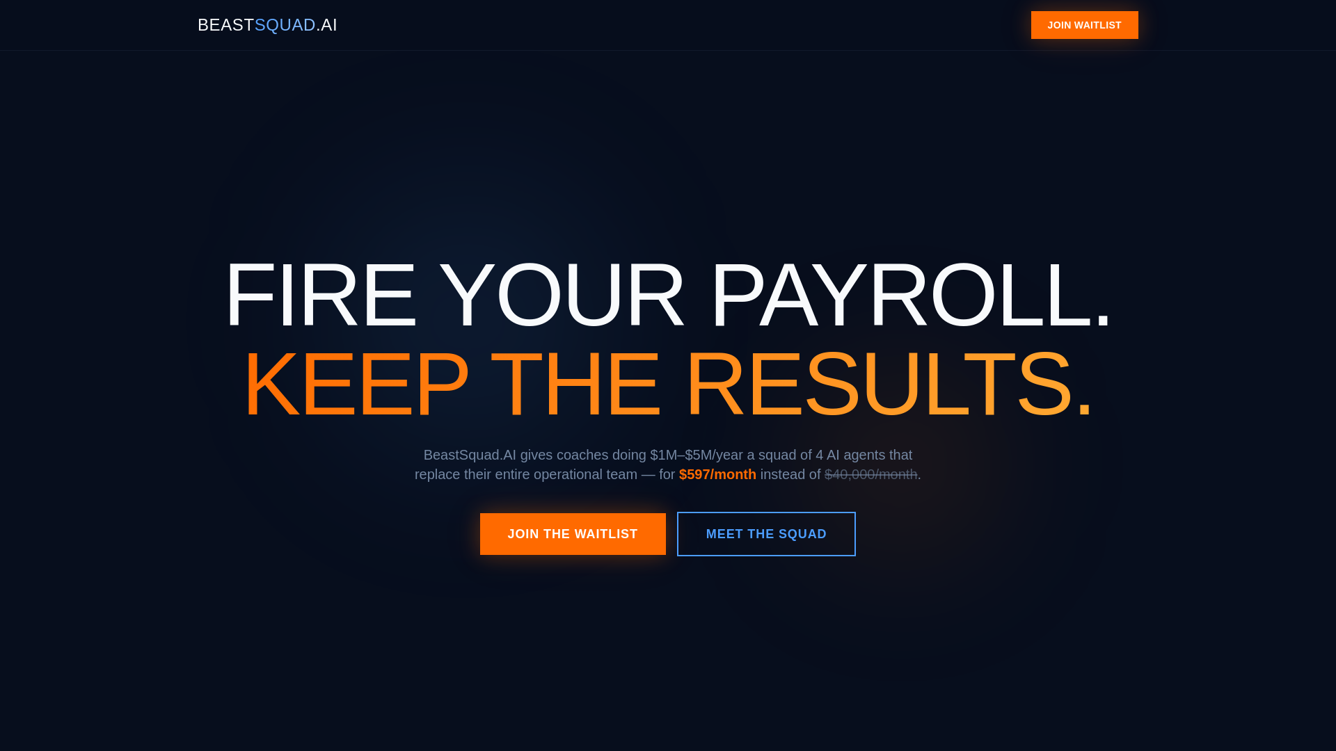 website screenshot of https://beastsquad.ai