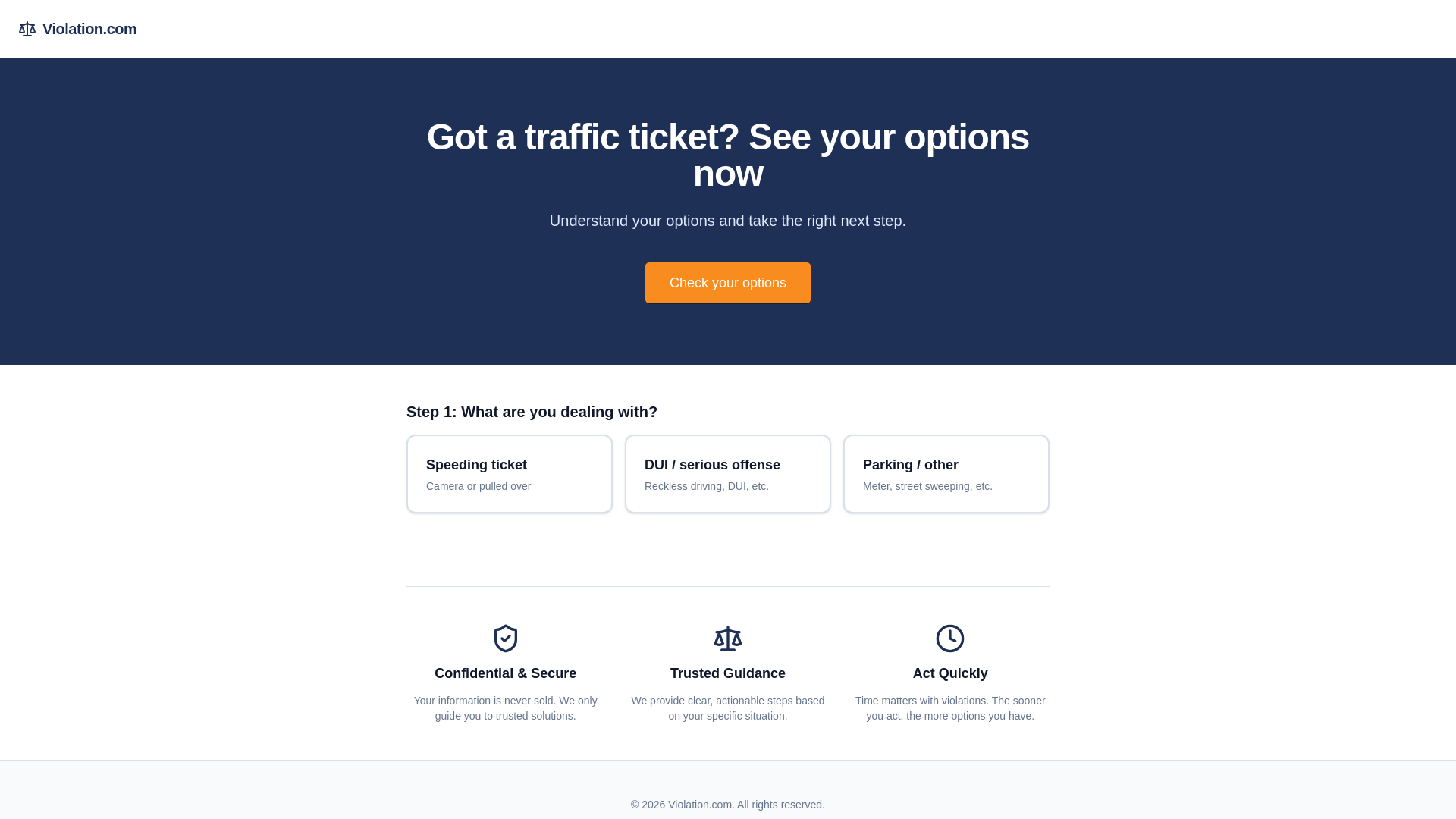 website screenshot of https://violation.com/