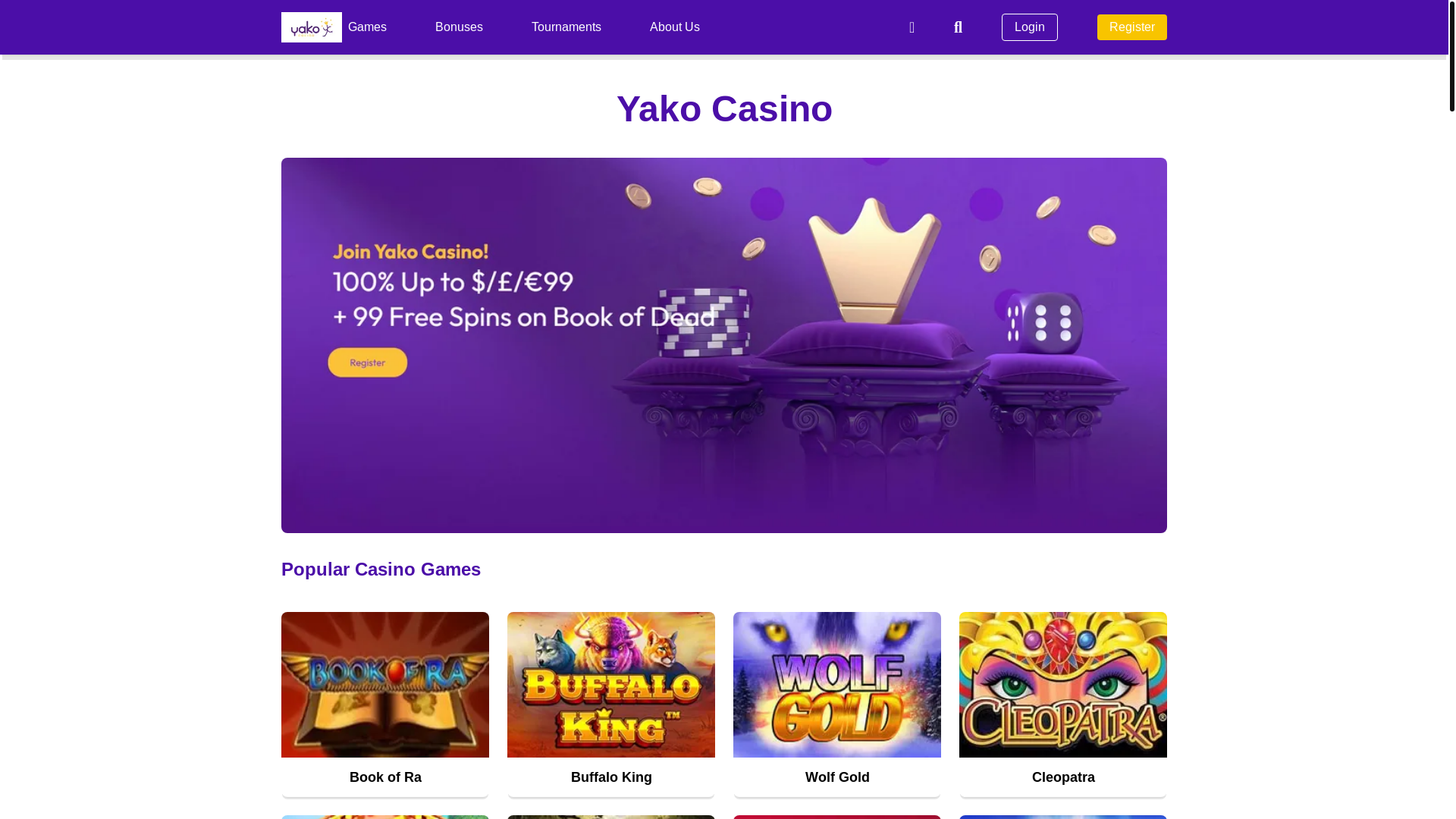 website screenshot of https://yako-online-casino.co.uk/