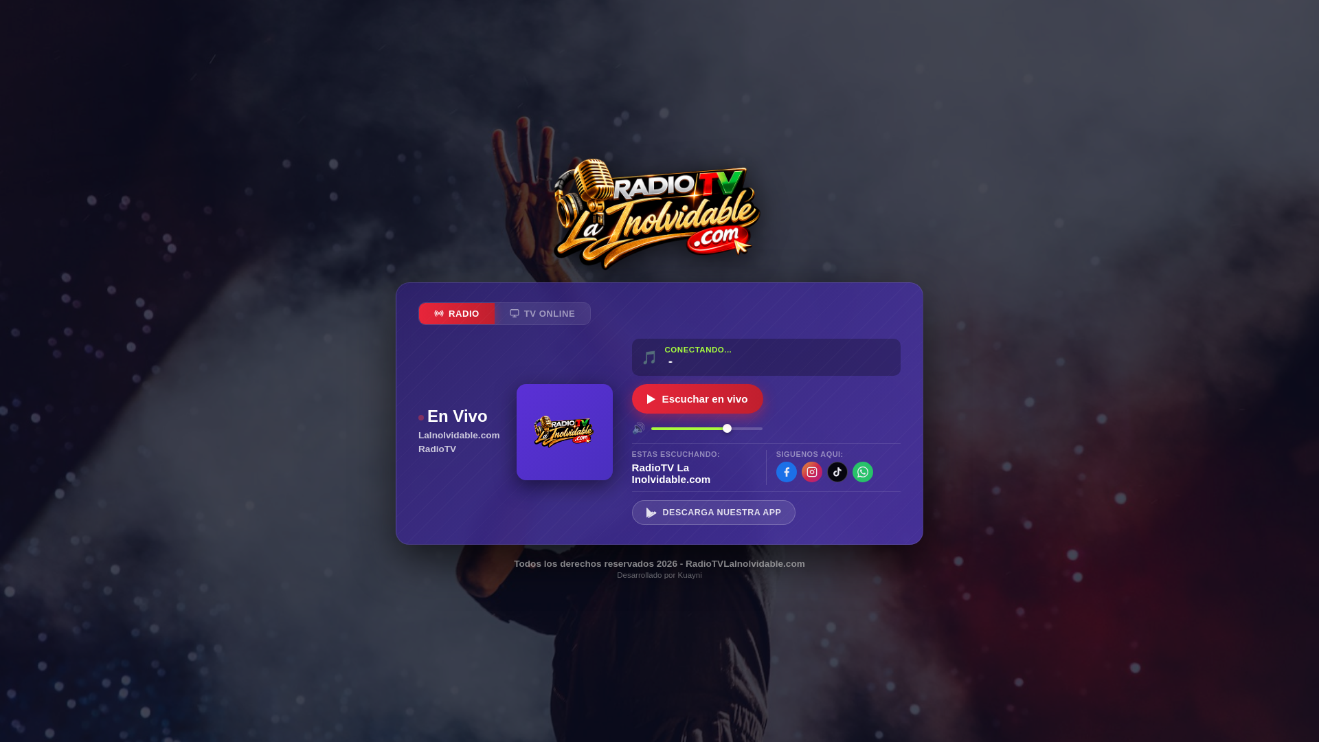 website screenshot of https://radiotvlainolvidable.com/