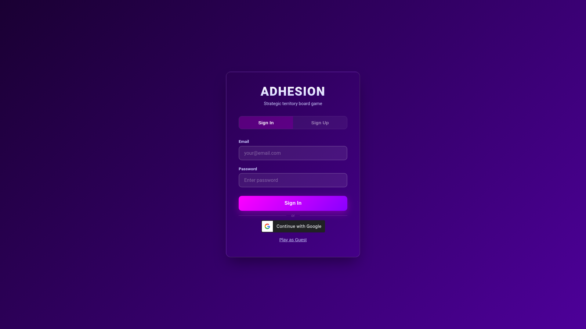 website screenshot of https://adhesiongame.com