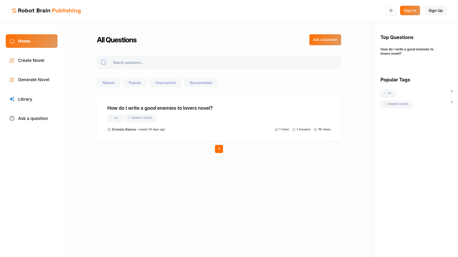 website screenshot of https://robotbrain.pub/