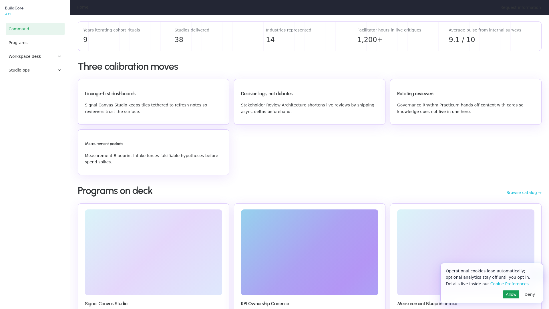 website screenshot of https://buildcoreapi.one/