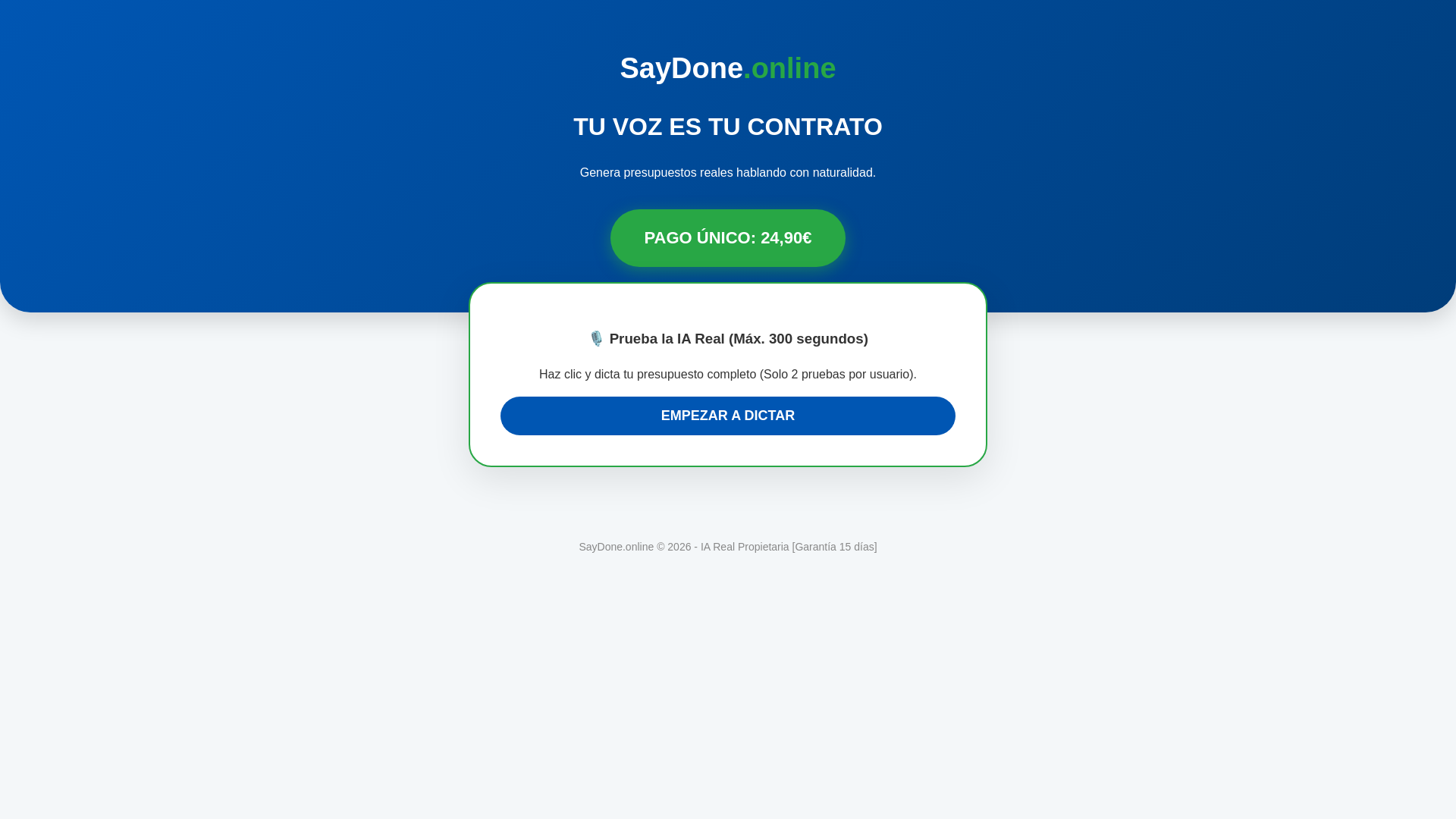 website screenshot of https://saydone.online