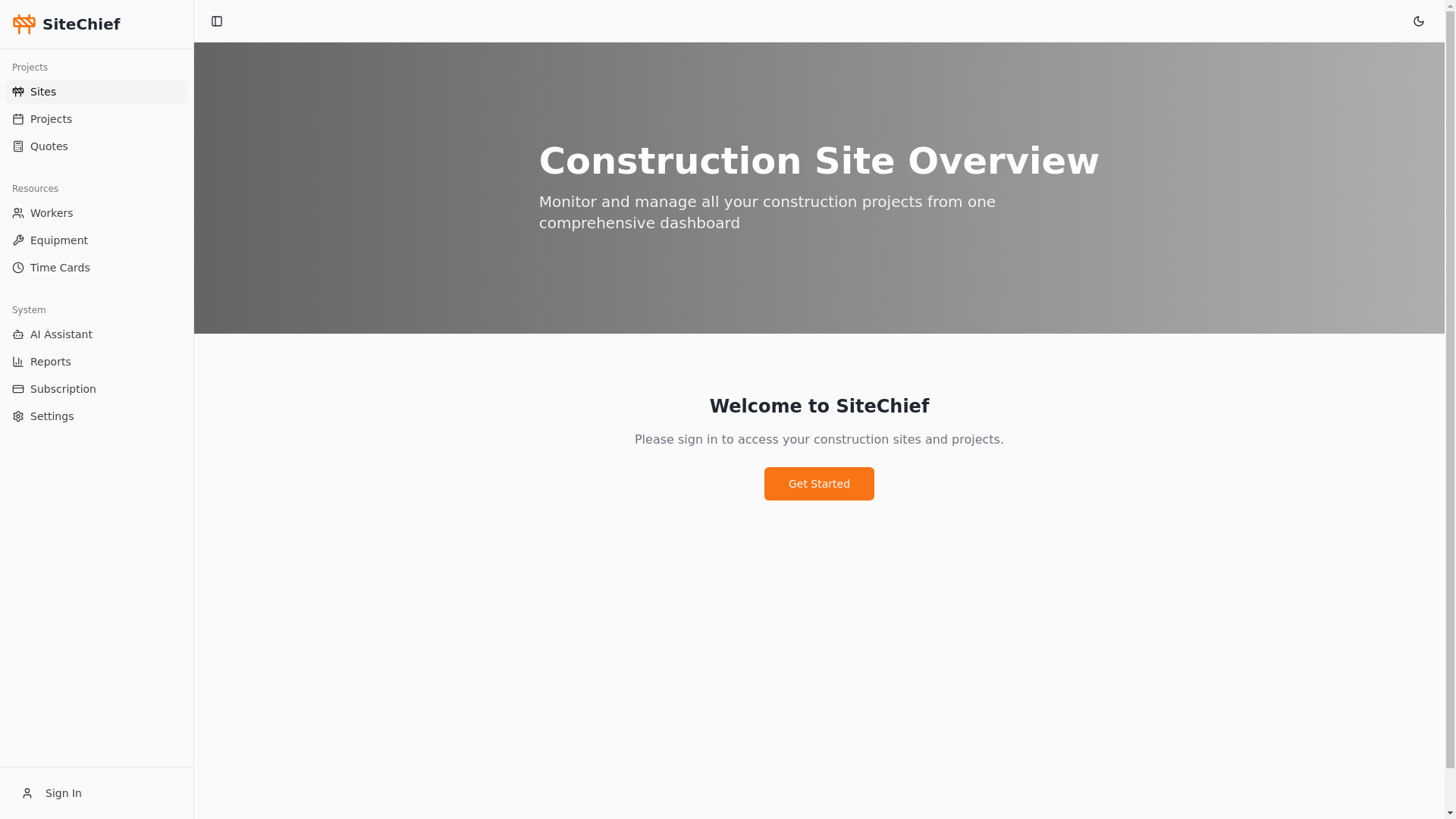 website screenshot of https://sitechief.app/