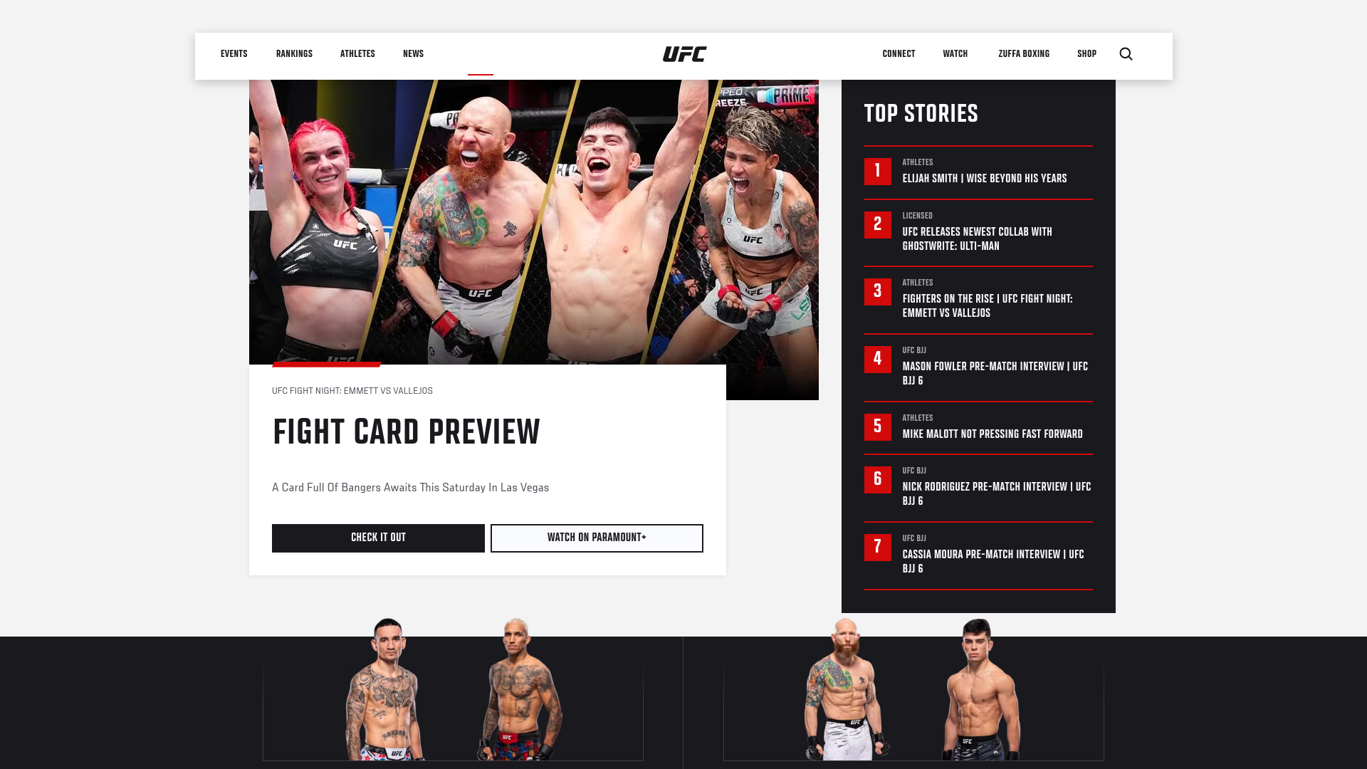 website screenshot of https://theufcglobal.com/