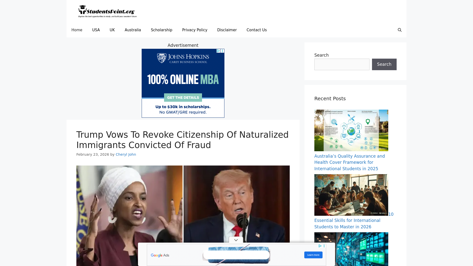 website screenshot of https://studentspoint.org/
